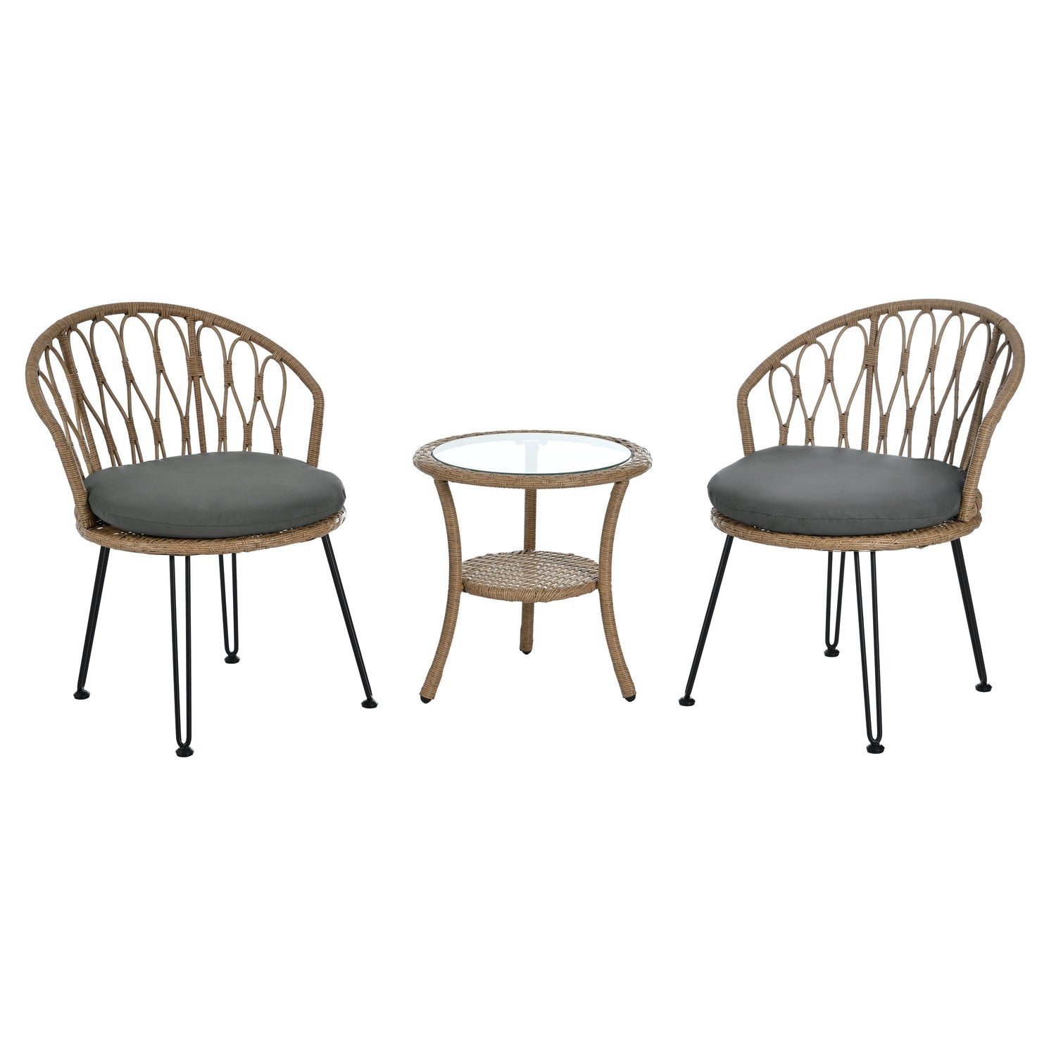 Parisian Lightweight PE Rattan Outdoor Bistro Set