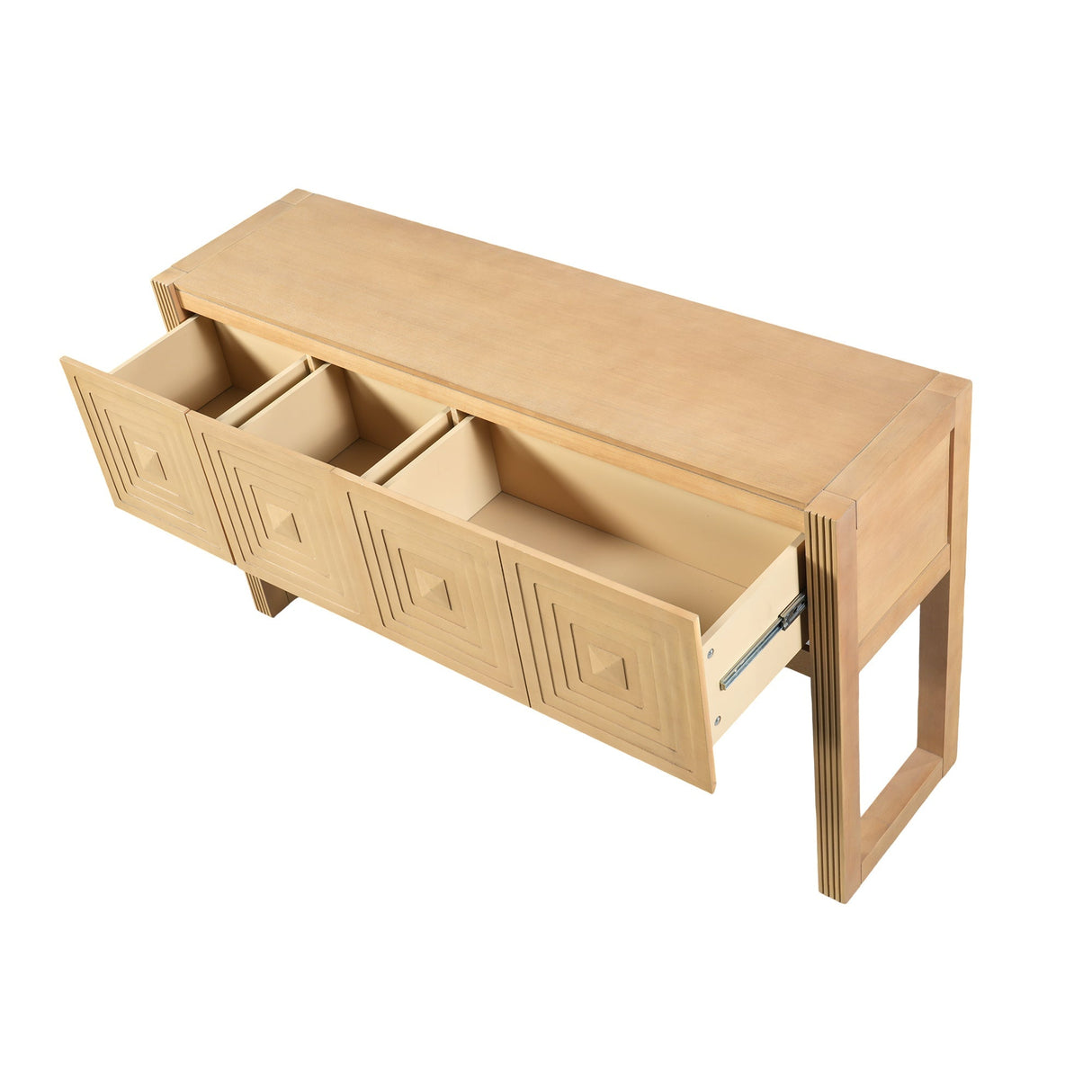Geometric Carved Console Table with Soft-Close Drawers