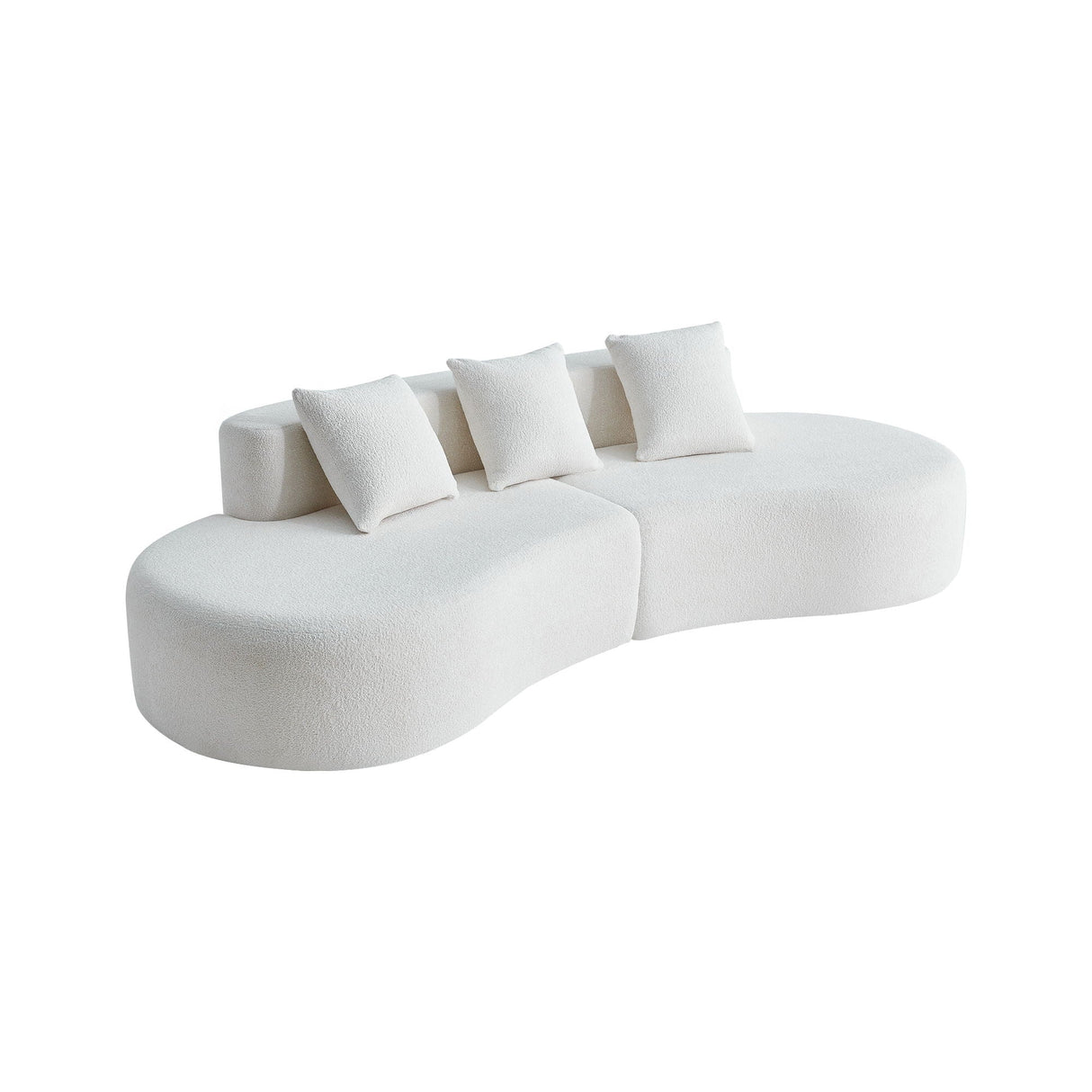 Curved Boneless Couch, Half Moon Sofa, 5 Seat Couch With High Density Foam Filled For Living Room - White
