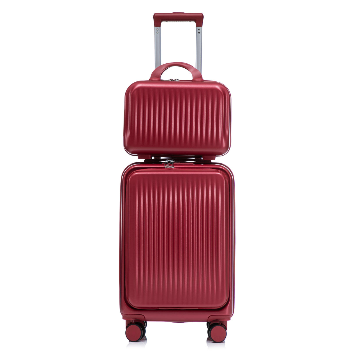 14'/20' 2-Piece ABS Spinner Wheel Luggage Set with Combination Lock and Front Opening Design