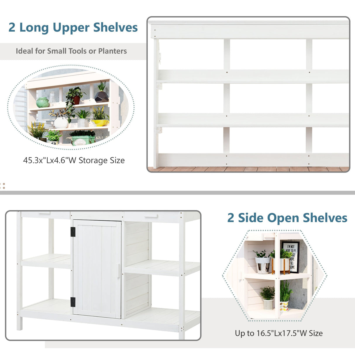 Topmax 66' Large Outdoor Farmhouse Wooden Potting Bench Table