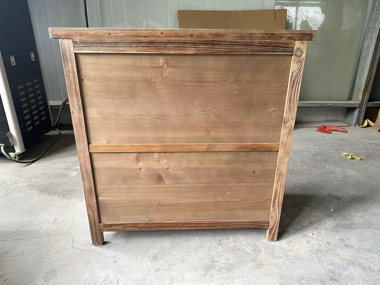 Rustic Natural Aged Brown Solid Wood Transitional Storage Cabinet – 31.89'