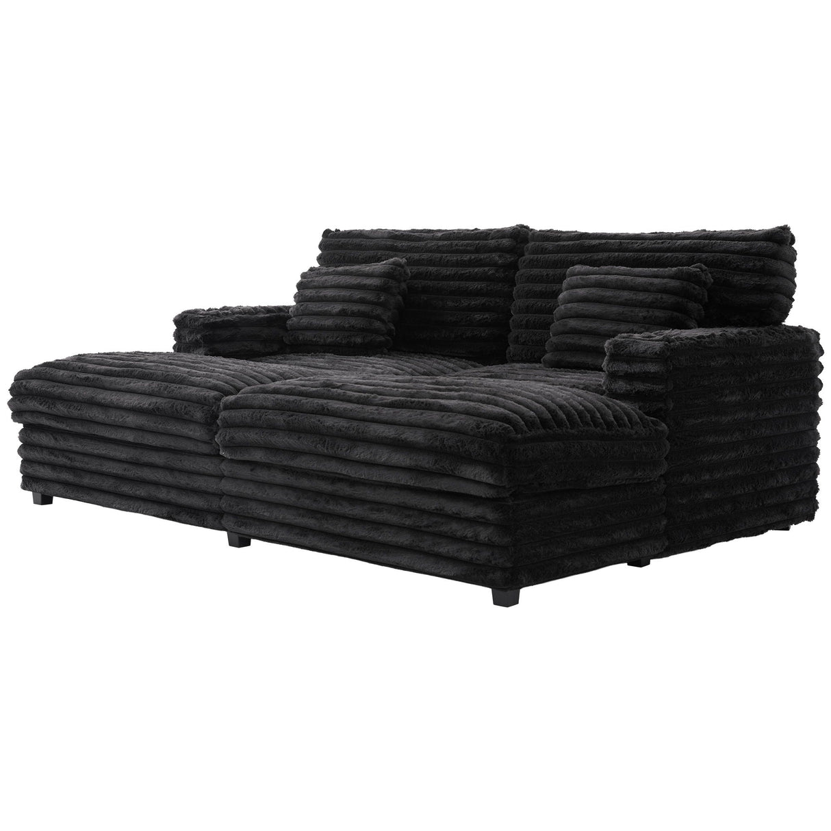 Oversized Double Chaise Lounge Sofa Bed With USB Ports And Cup Holders