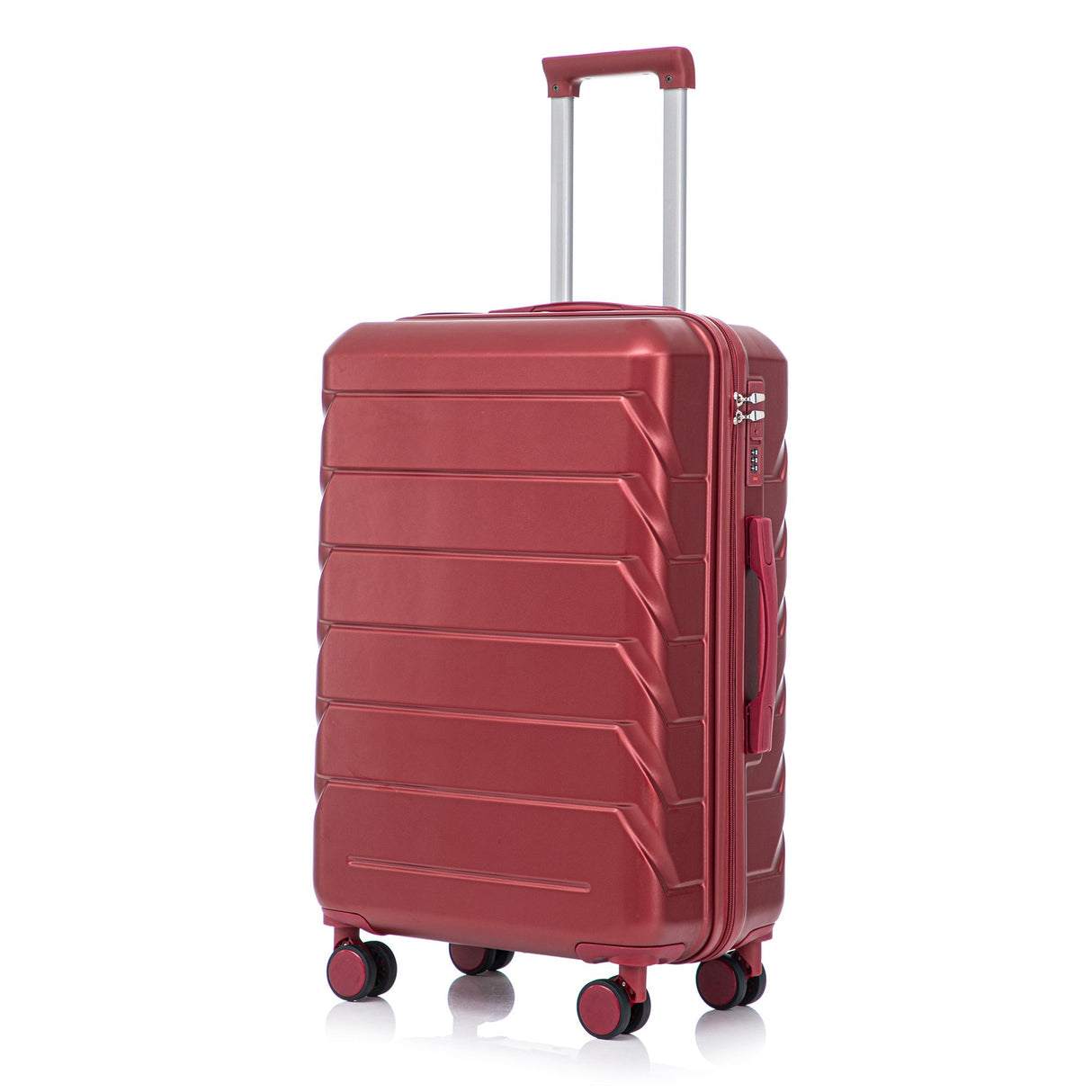Set of 3 ABS Spinner Wheel Luggage in Wine Red - 20", 24", and 28"