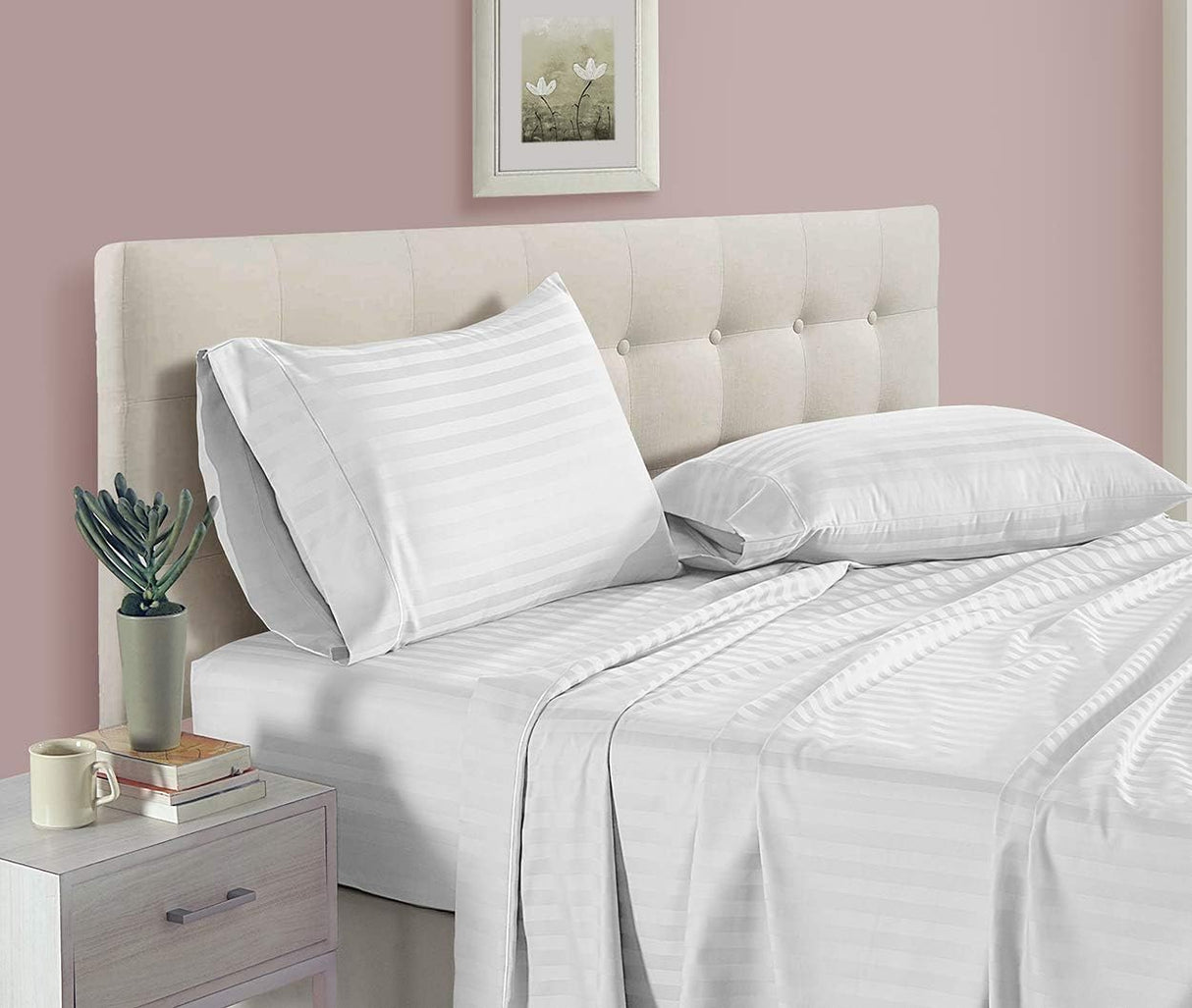 Faith, Hope, Love Home Decor 6 Piece Full Stripe Sheet Set Includes 1 Flat Sheet 1 Fitted Sheet 4 Pillow Cases
