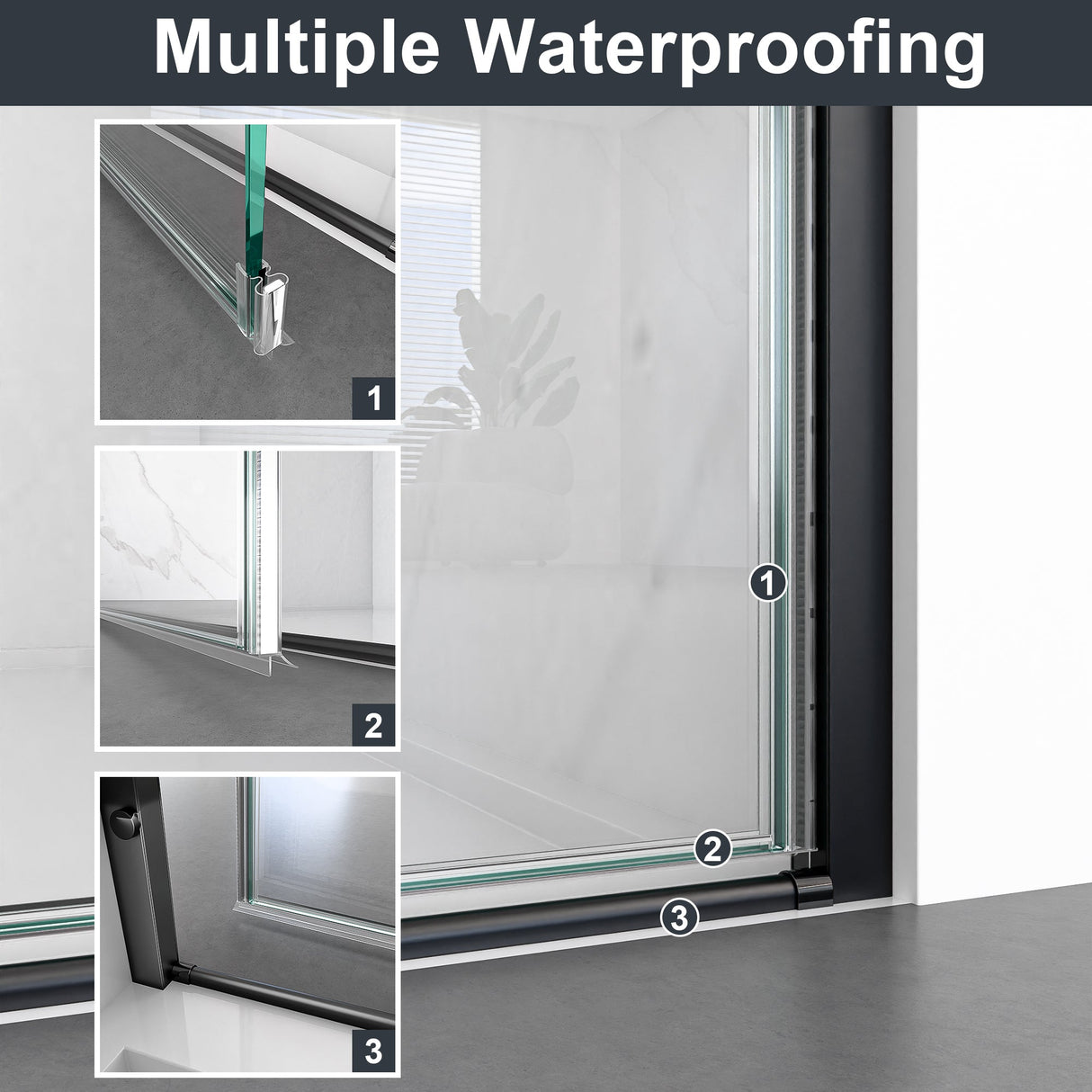 32"W x 72"H Frameless Circular Pivot Shower Door in Matte Black