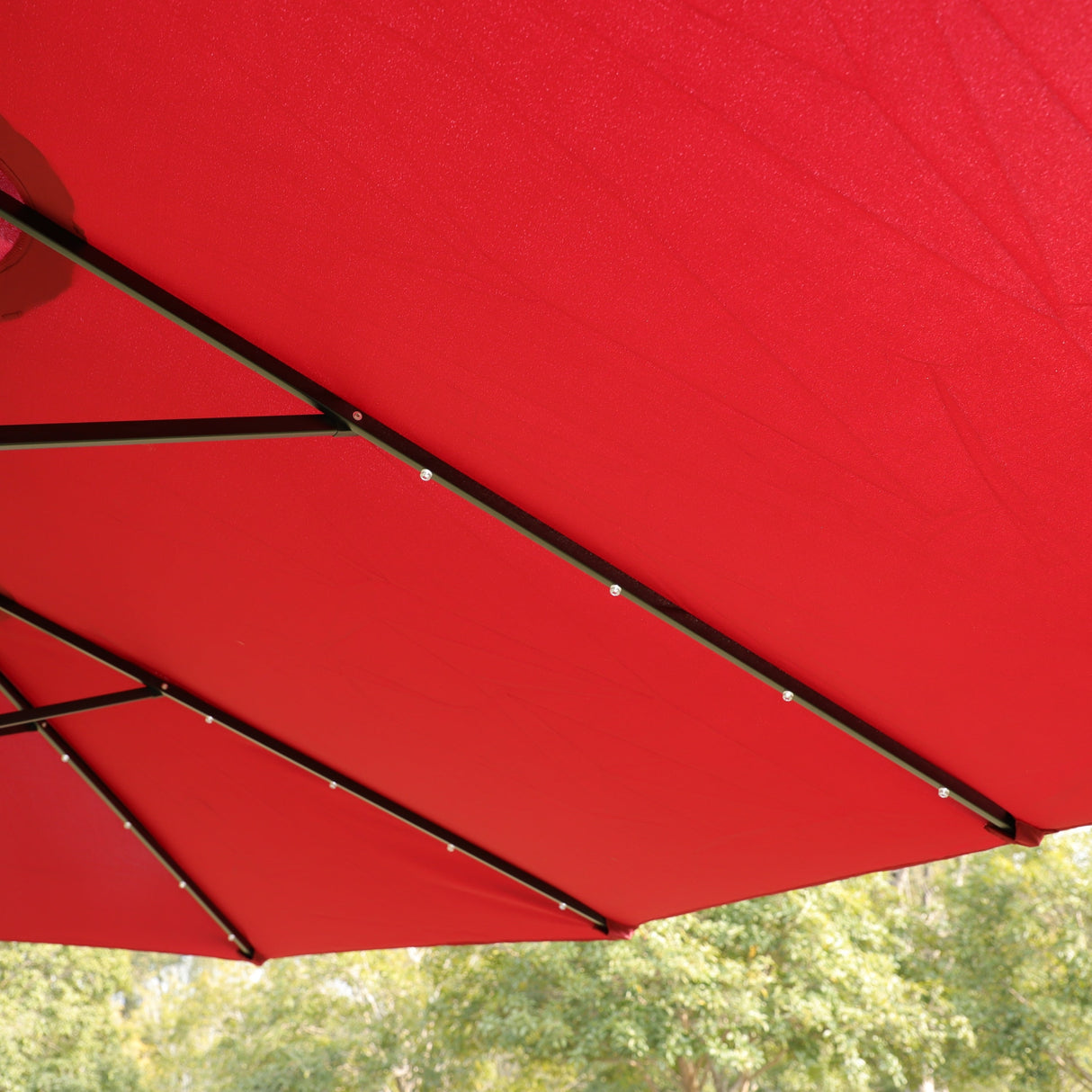 15x9ft Large Double-Sided Rectangular Outdoor Patio Umbrella with Light and Base - Red