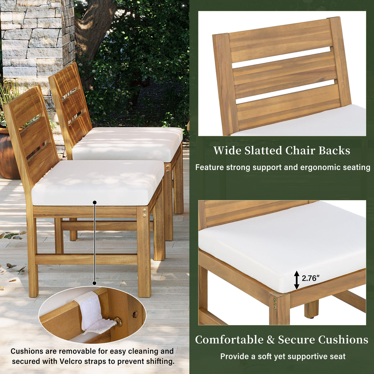 U_STYLE Farmhouse 5-Piece Outdoor Patio Dining Set