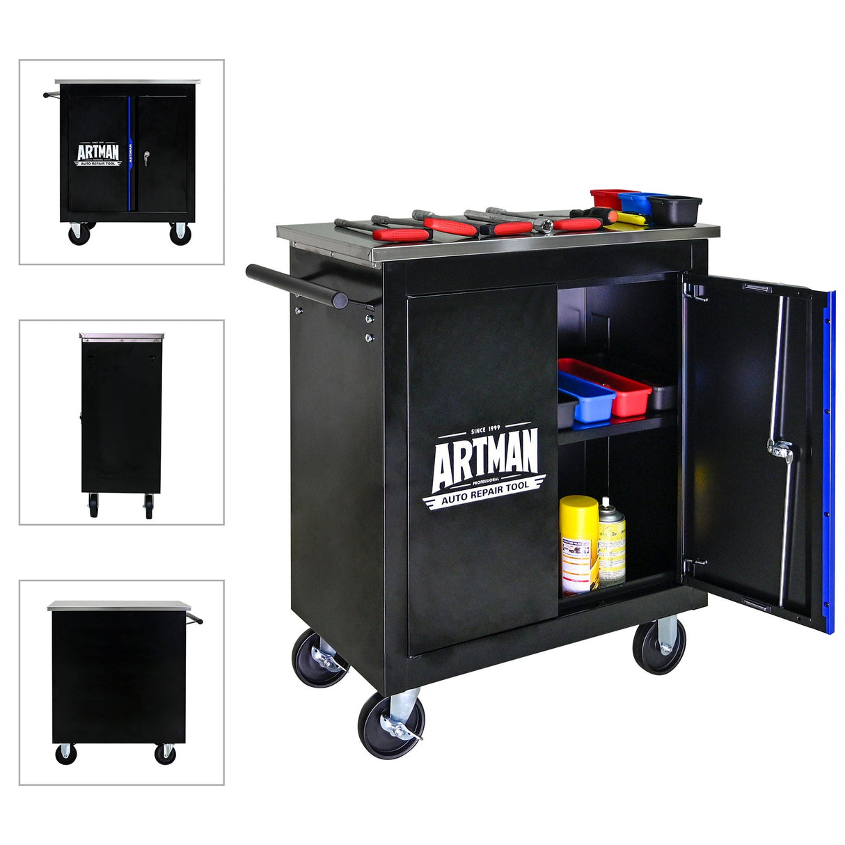 Movable Lockable Double Door Partition With Lock Multi Functional Hardware Storage Tool Car Auto Repair Locker