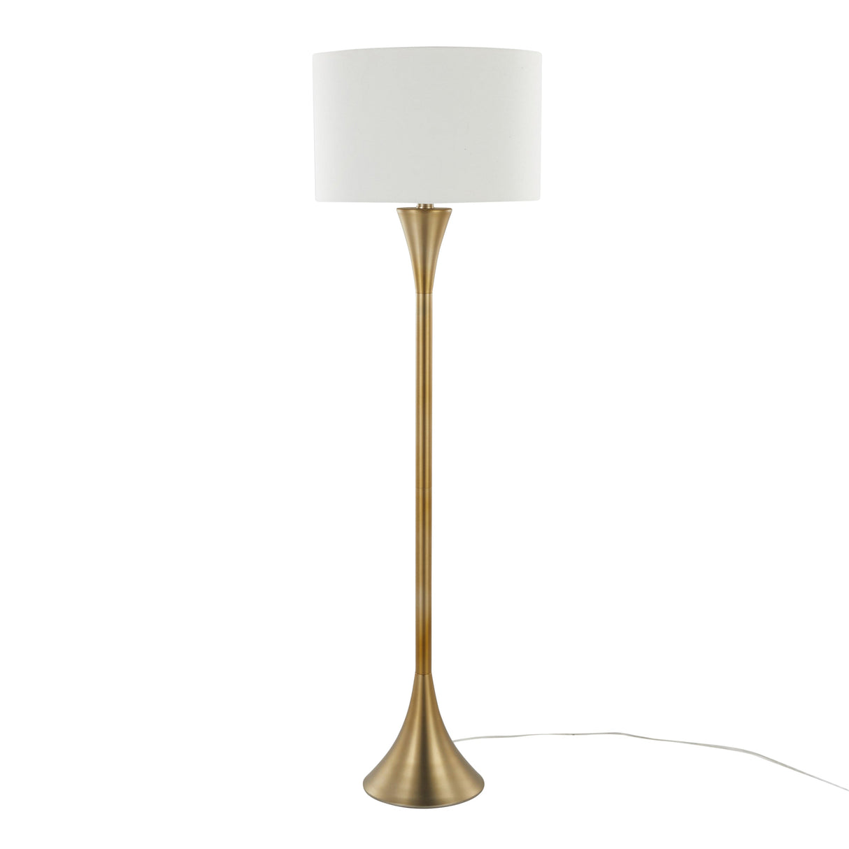 Lenuxe 65" Contemporary Metal Floor Lamp in Gold Metal with White Linen Shade