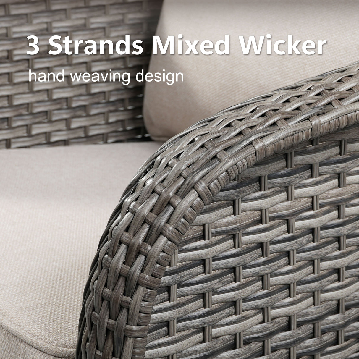 73.6" PE Wicker Rattan Outdoor Furniture Set - 3 Seat Sofa