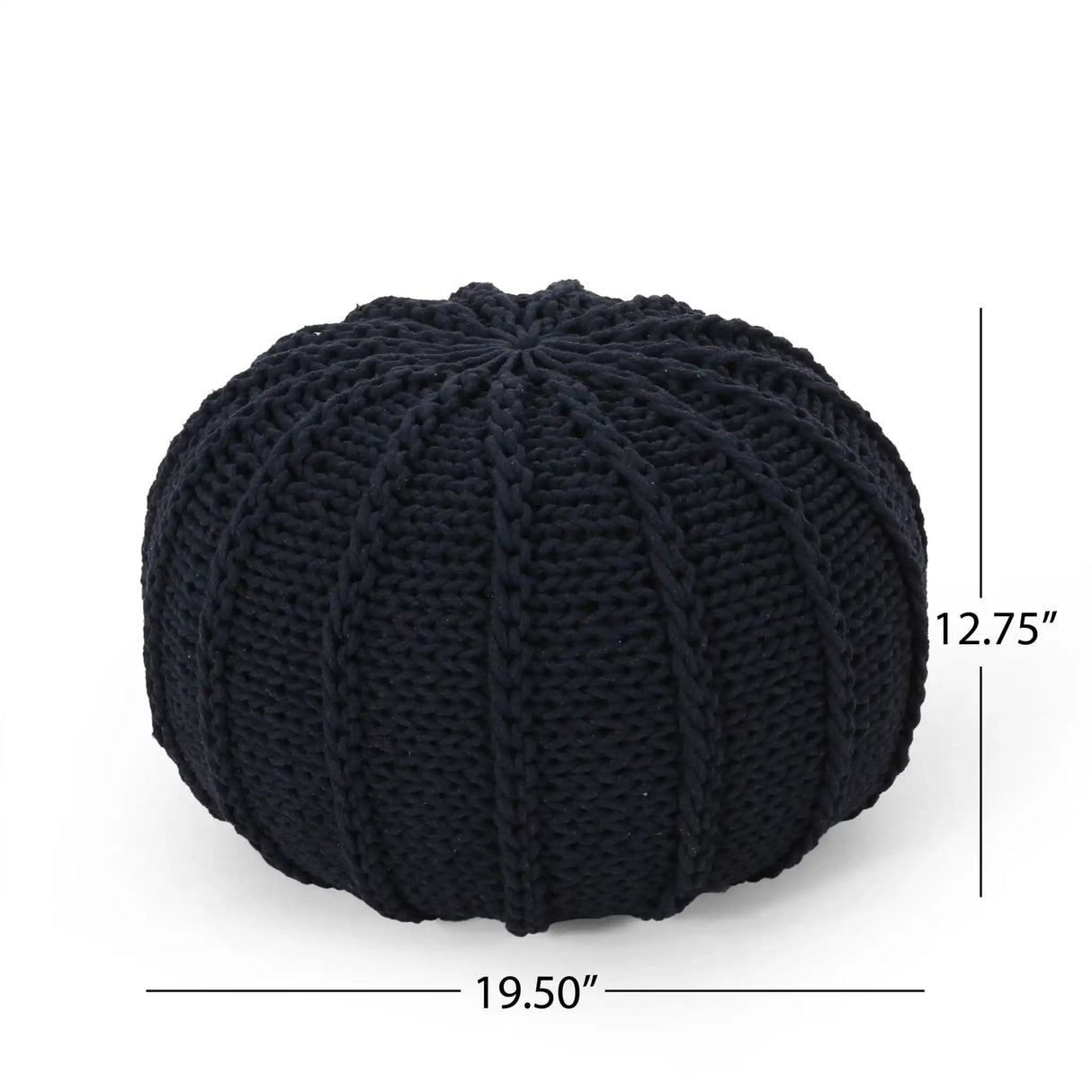 Bordeaux Knitted Cotton Round Pouf Ottoman and Floor Cushion