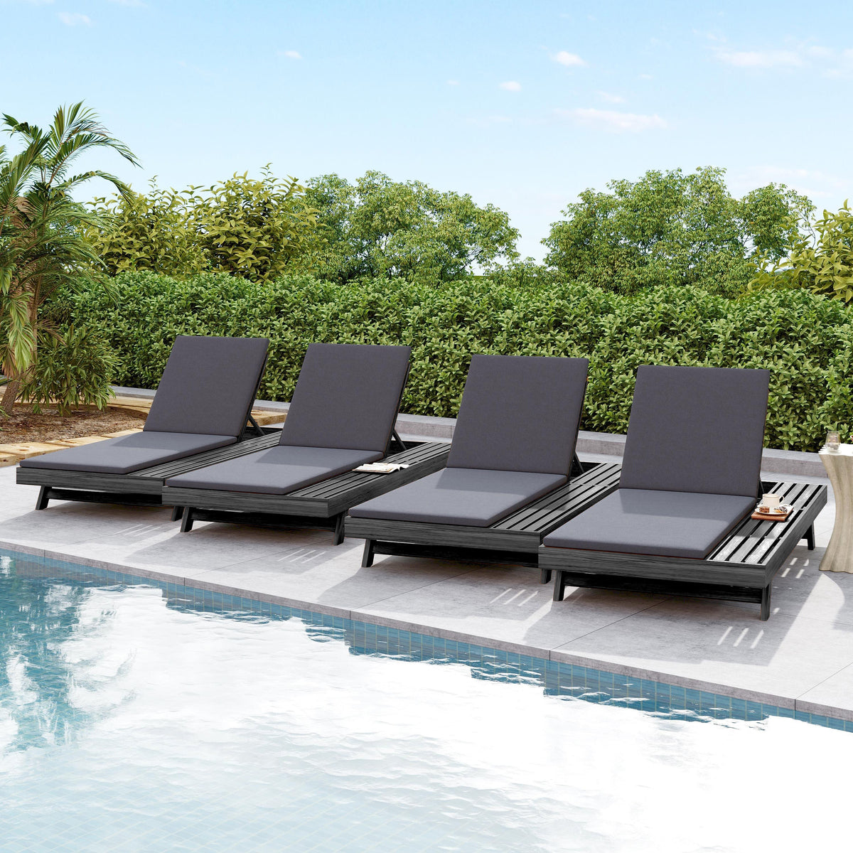 Lounge Chaise Set in Acacia Wood