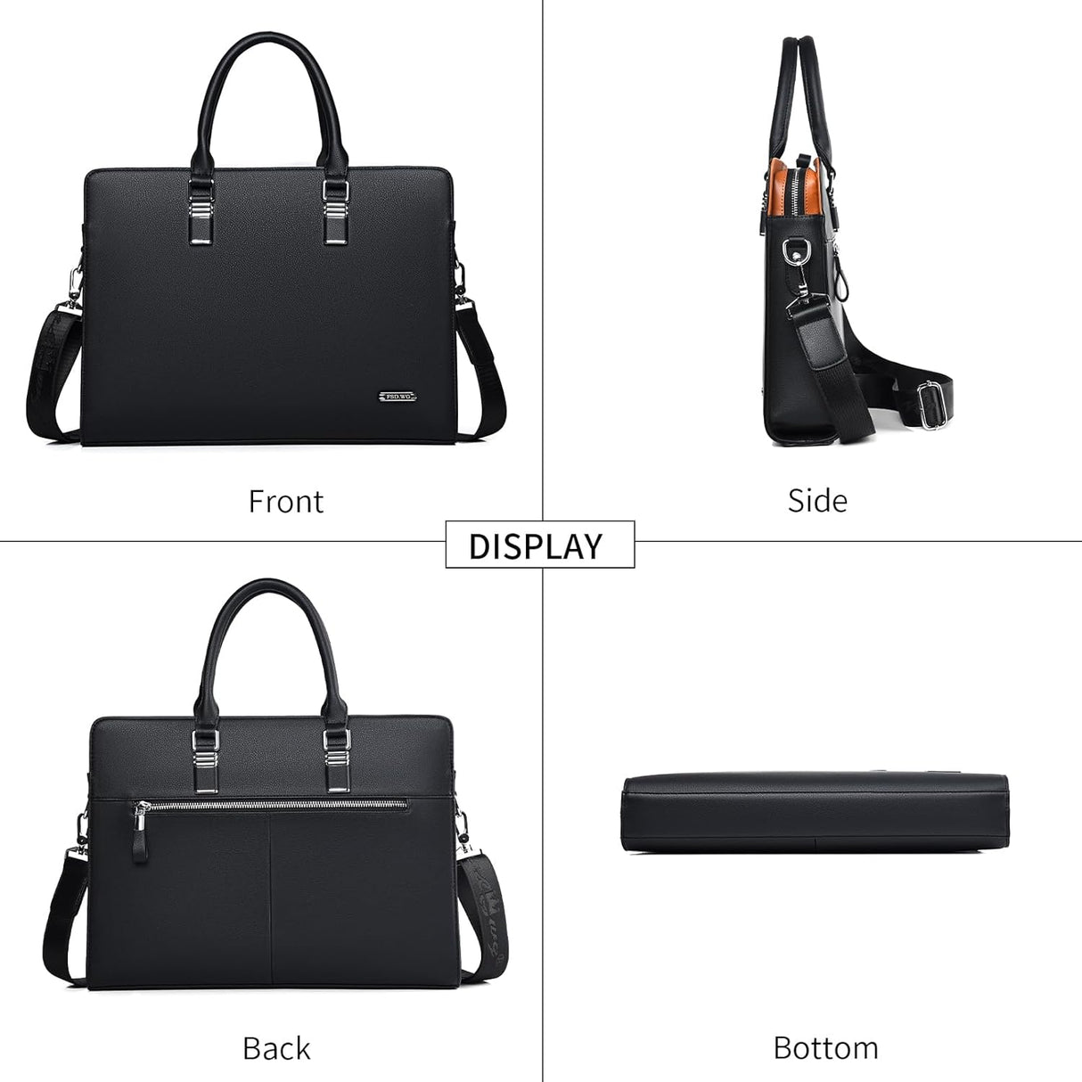 Genuine Leather Business Briefcase 15.6 Inch Laptop Bag Multi Compartment