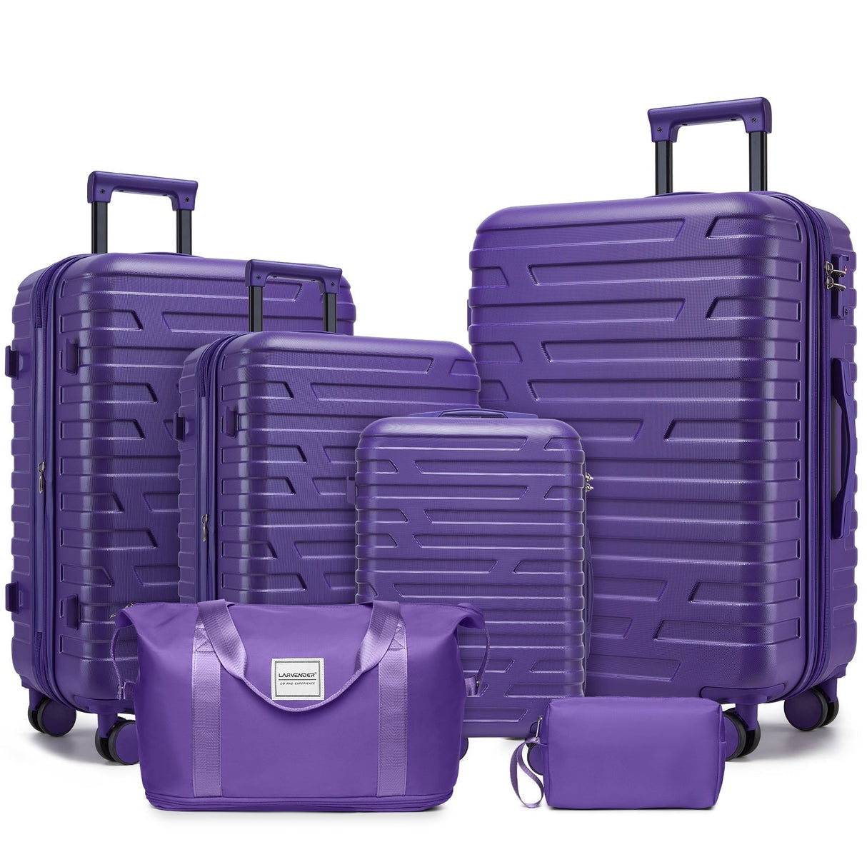 6-Piece Purple Luggage Set with Expandable Hardside Suitcases and TSA Lock