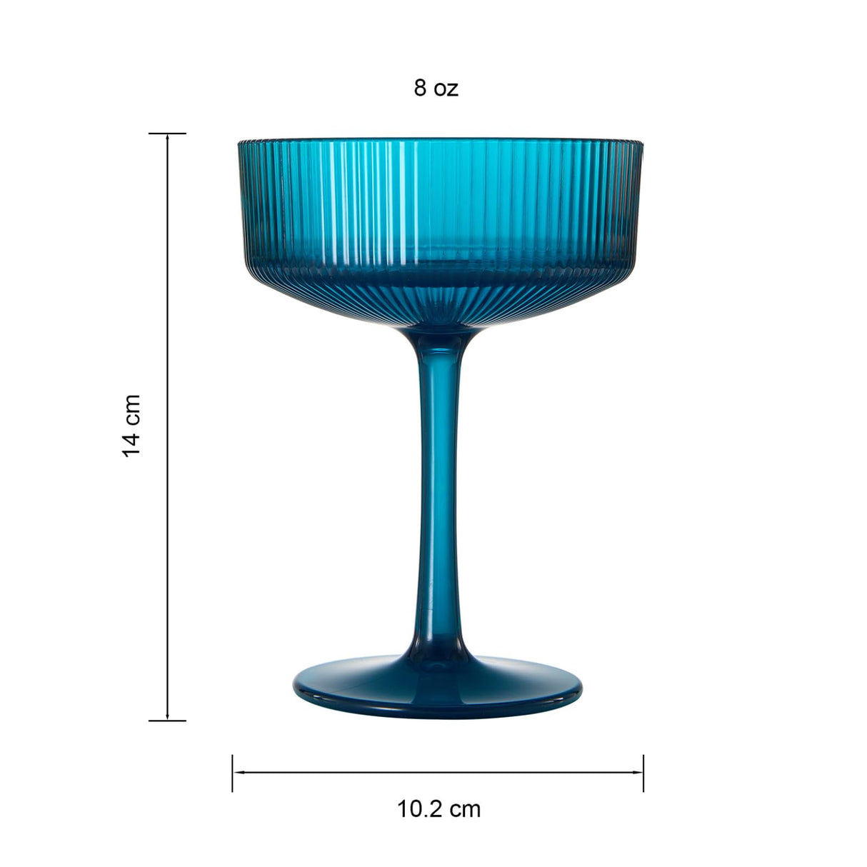 Eze Acrylic Ribbed Champagne Coupe, Cocktail Glassware, Set of 6