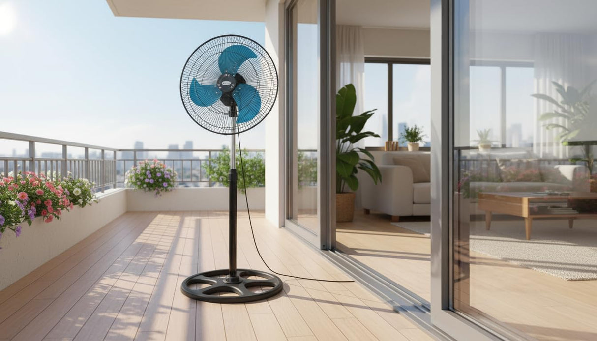 18-Inch Pedestal Stand Fan – 3-Speed Oscillating Fan with 3 Aluminum Blades & Powerful Airflow