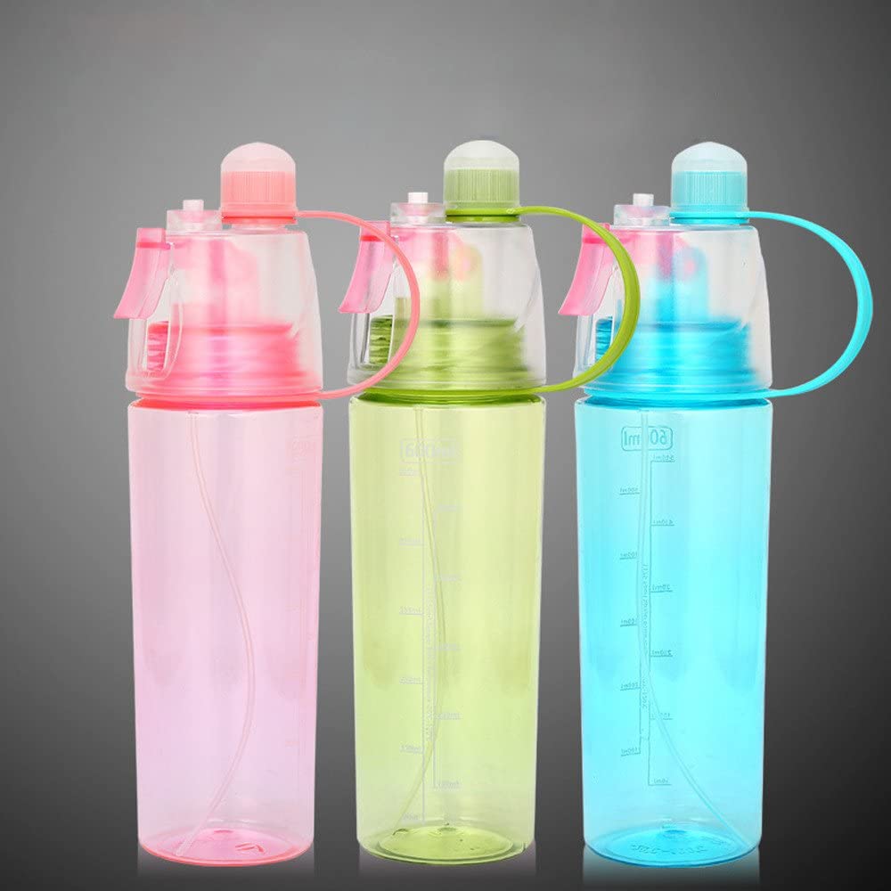 2-Pack Hydration Water Bottle with Spray Mist 600ML