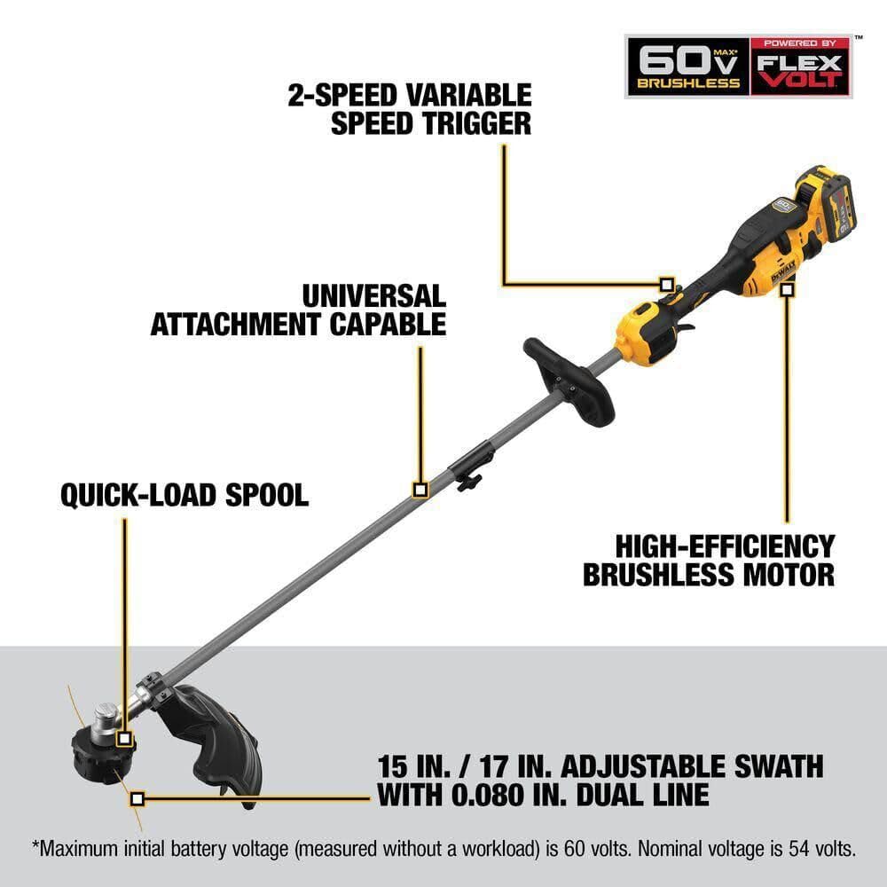 Open Box - DEWALT 60-Volt Cordless Lithium-Ion String Trimmer and Blower Combo Kit with 9Ah Battery and Charger (2-Tool)