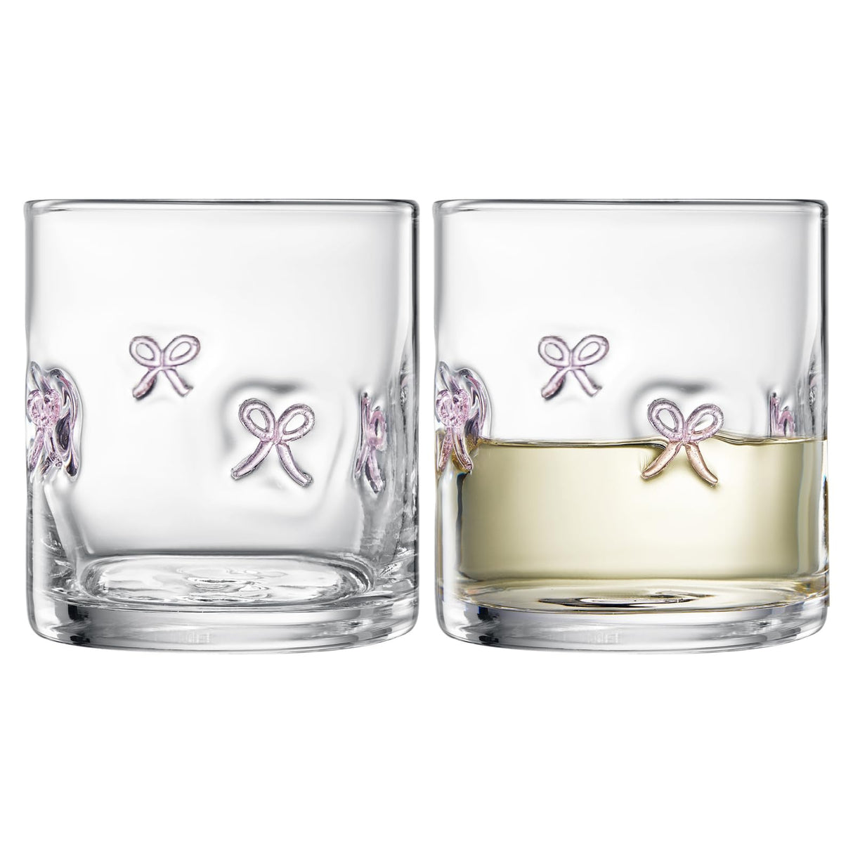 Khen Bowtie Tumblers Set Stylish Break Resistant Acrylic Drinkware for Cocktail Wedding Gift Use - Set of 2 Pink