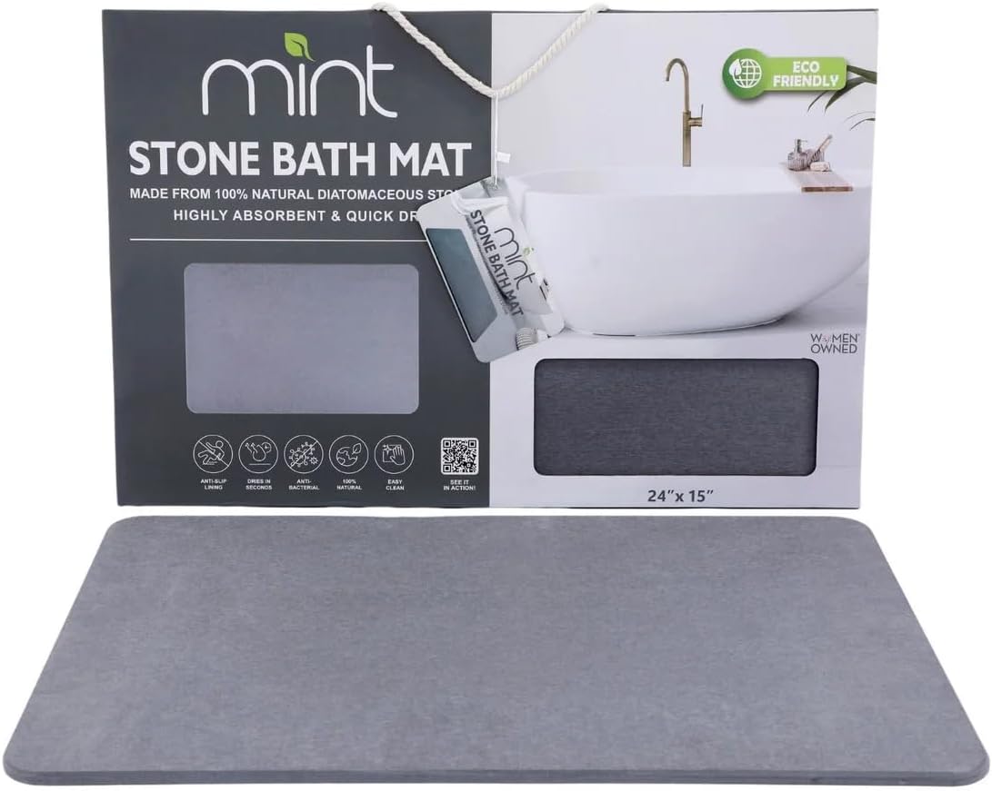 4 Colors! - 24" x 15" Diatomaceous Quick-Drying Stone Bath Mat