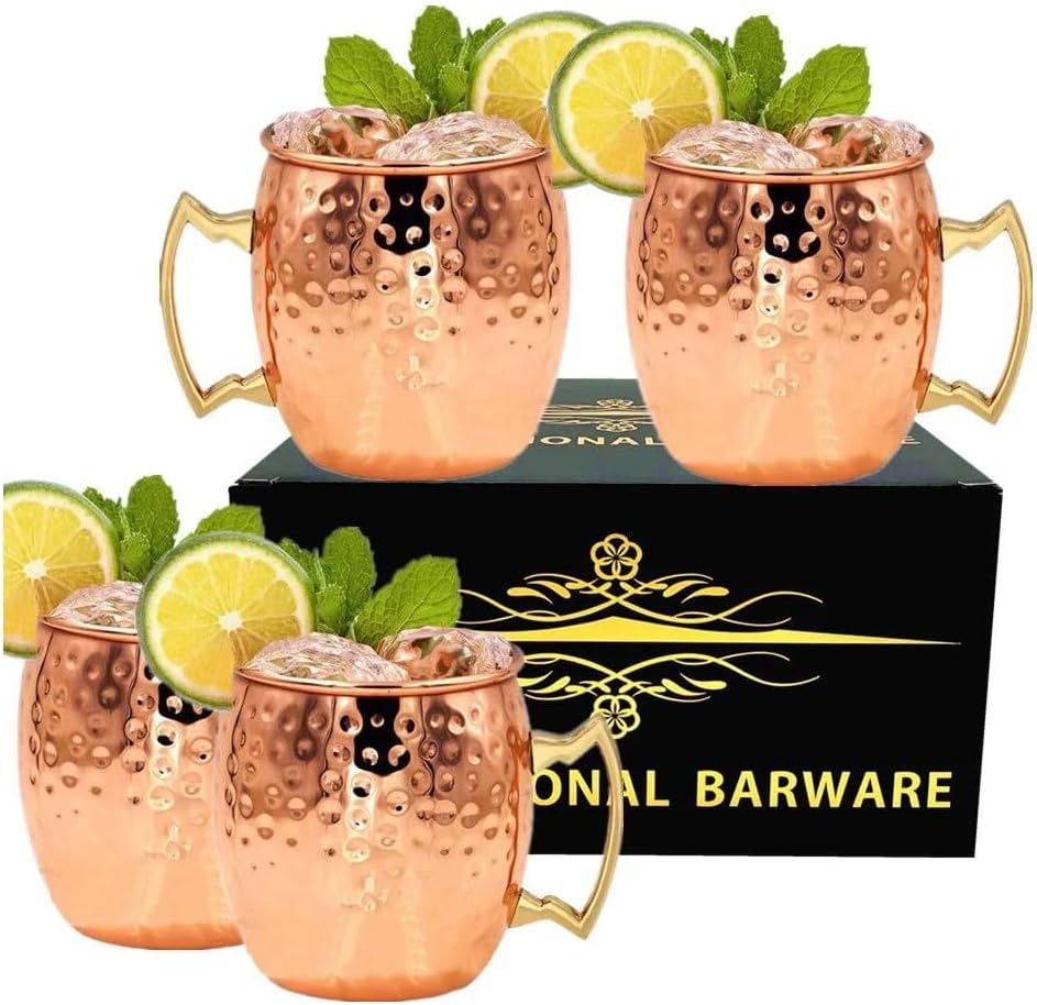 16 oz. Hammered Copper Moscow Mule Mugs (Set of 4)