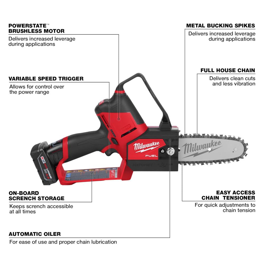 Open Box - Milwaukee M12 FUEL 12-Volt Lithium-Ion Brushless Cordless 6 in. HATCHET Pruning Saw Kit with 4.0 Ah Battery and Charger