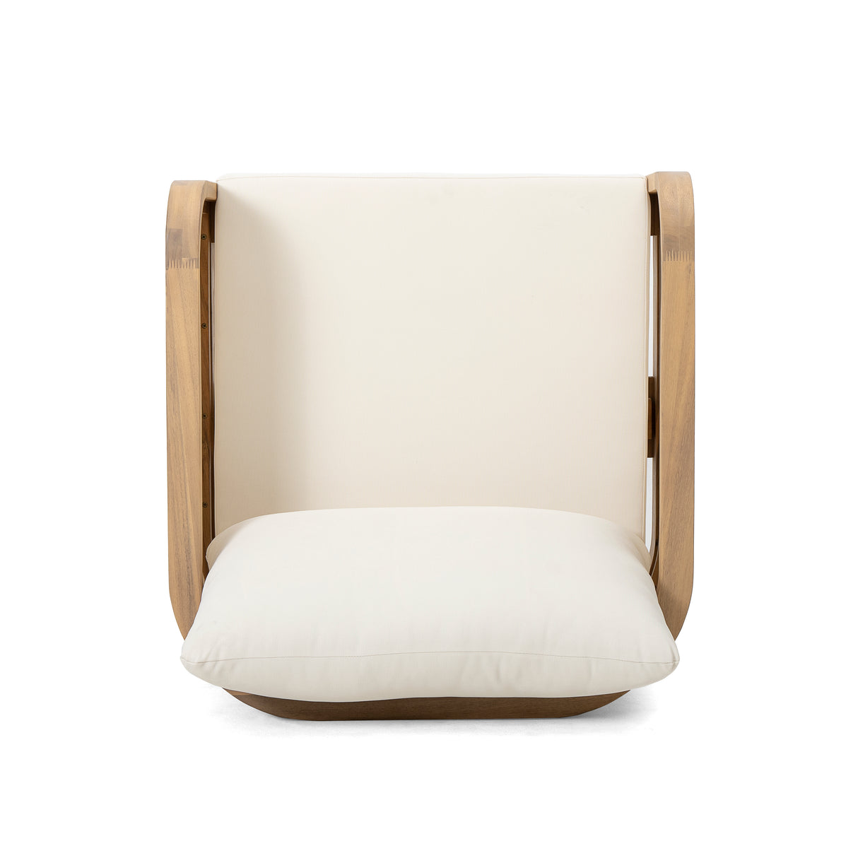 Outdoor acacia wood patio club chair, patio furniture, beige