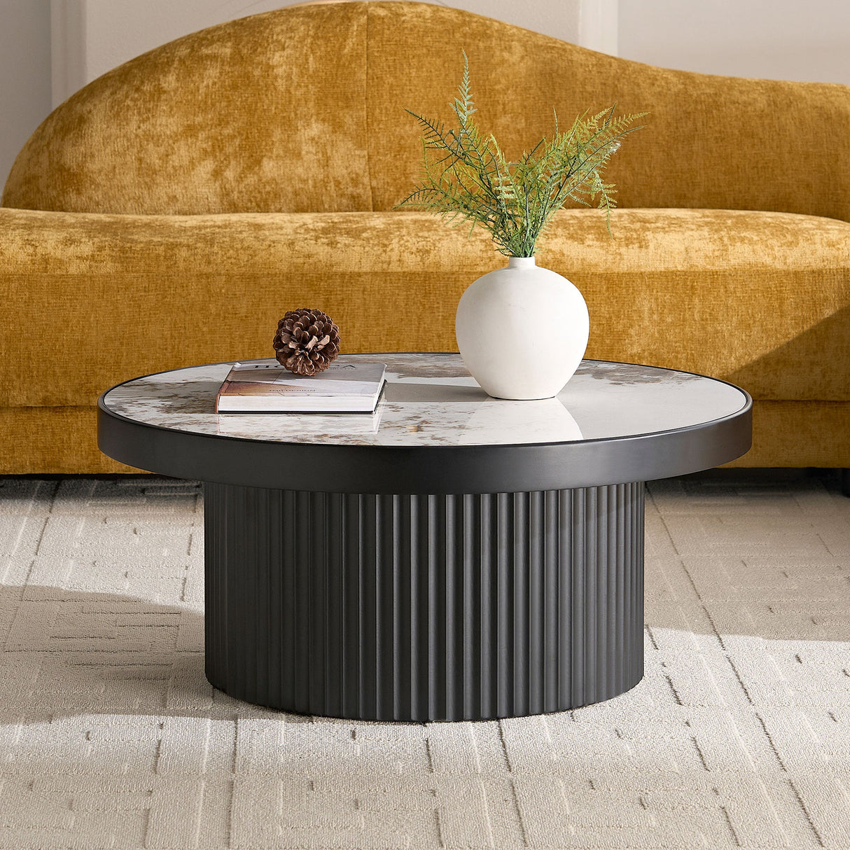 Set of 2 Coffee Tables with Sintered Stone Tabletops