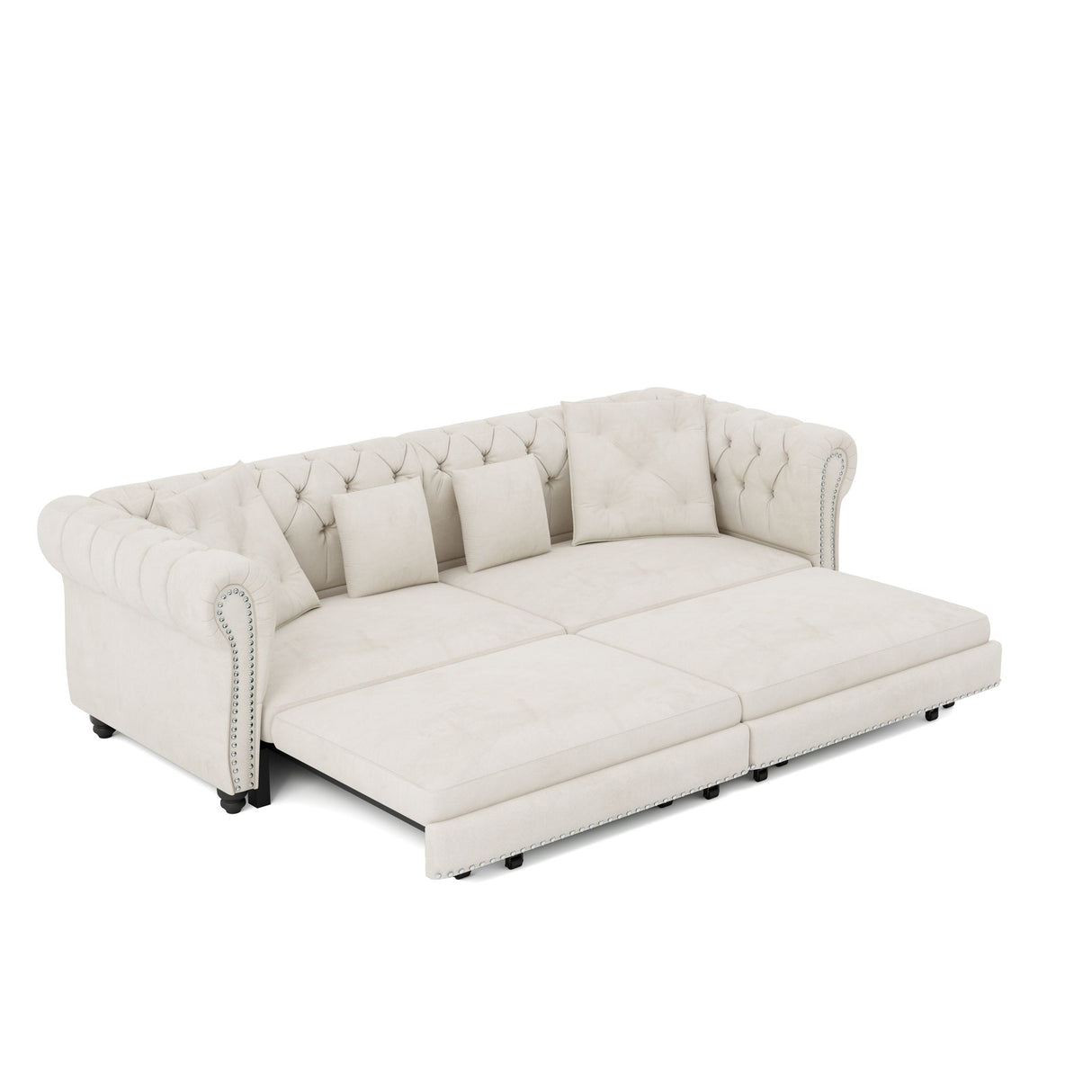 3 In 1 Convertible Sleeper Sofa Bed With Movable Ottoman