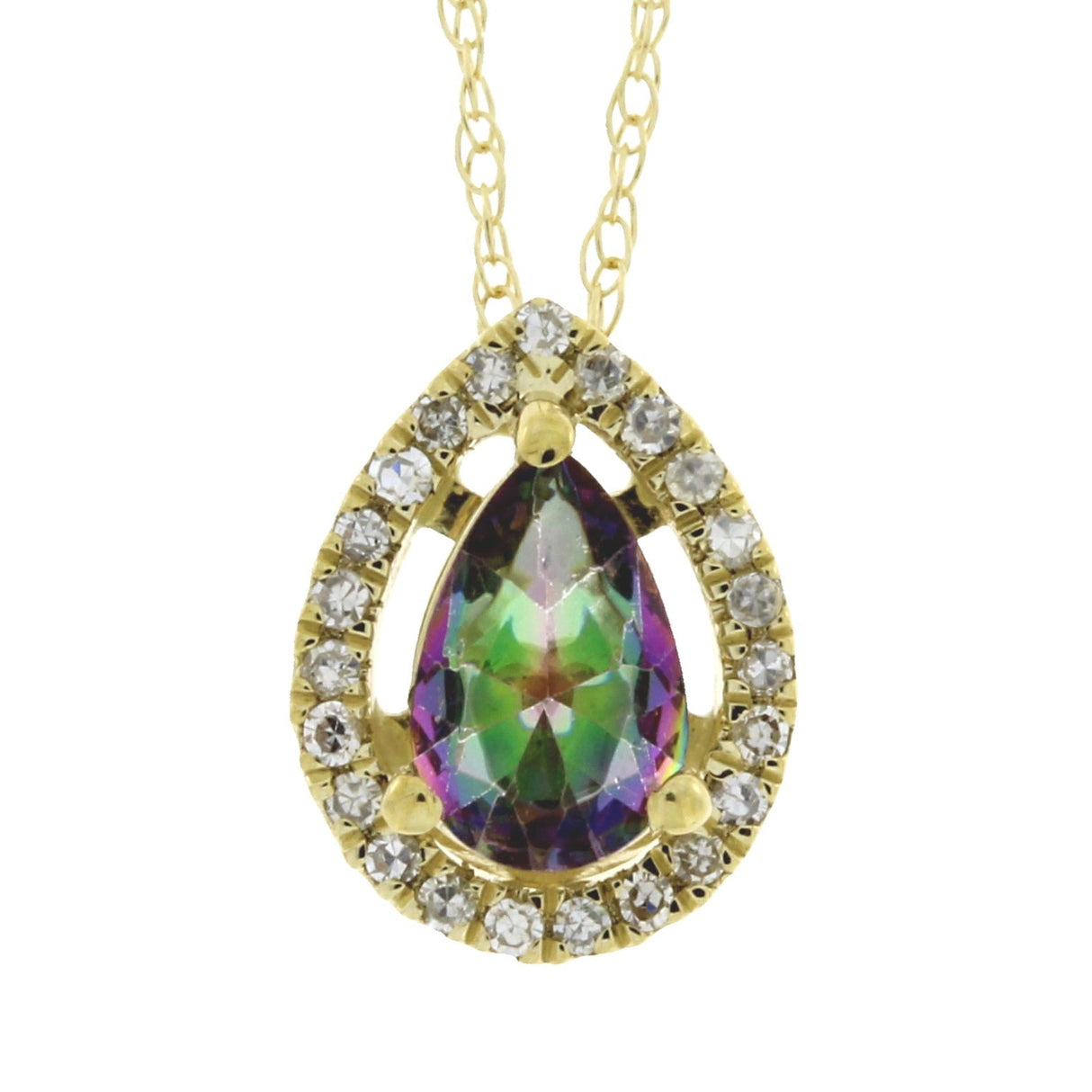 Treated Topaz Diamond Fashion Pendants 14KT Yellow Gold