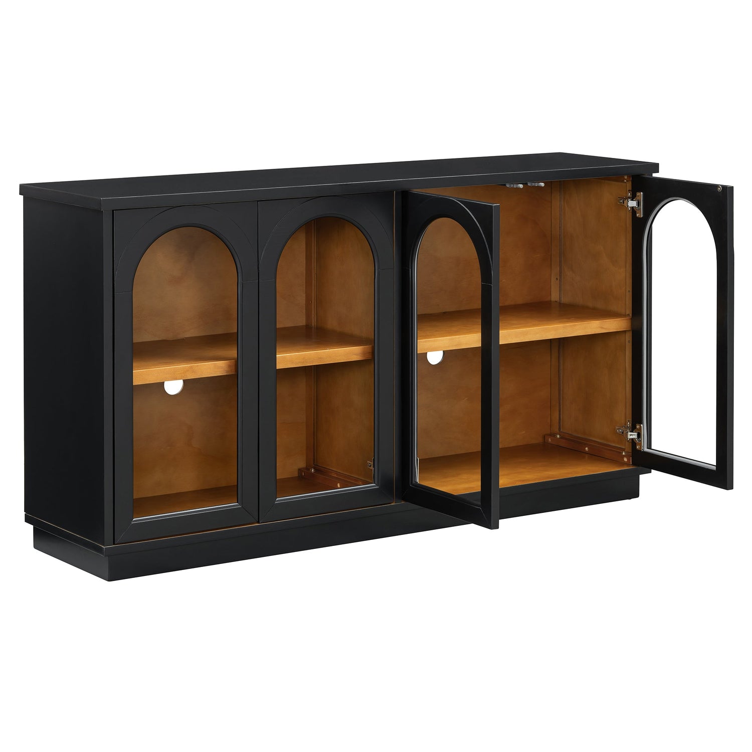 Arched Storage Cabinet with Glass Doors