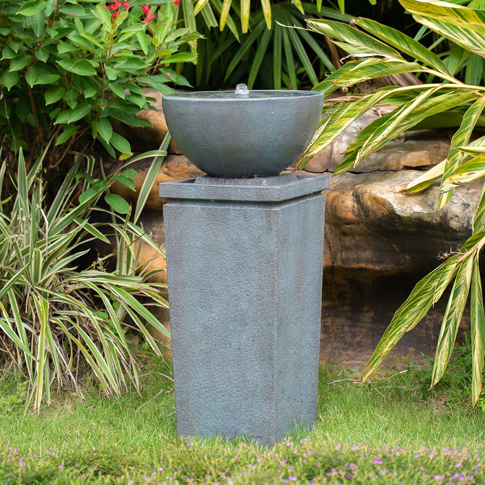 Zen Bowl Water Fountain Outdoor Bird Feeder and Garden Feature