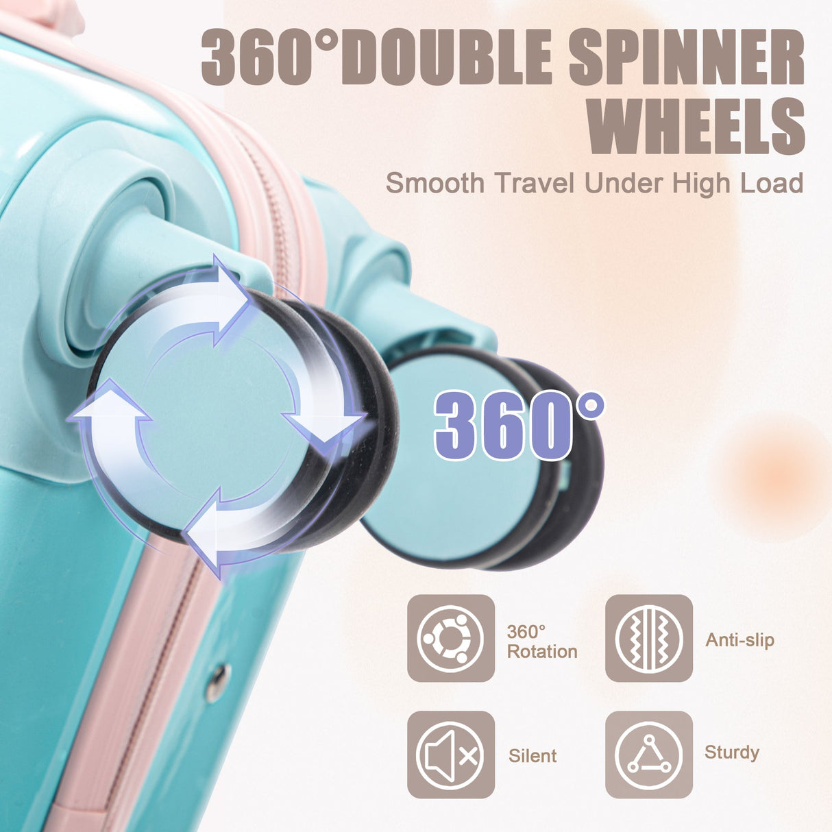14"/20" 2-Pcs PC Spinner Wheel Carry On Luggage Set