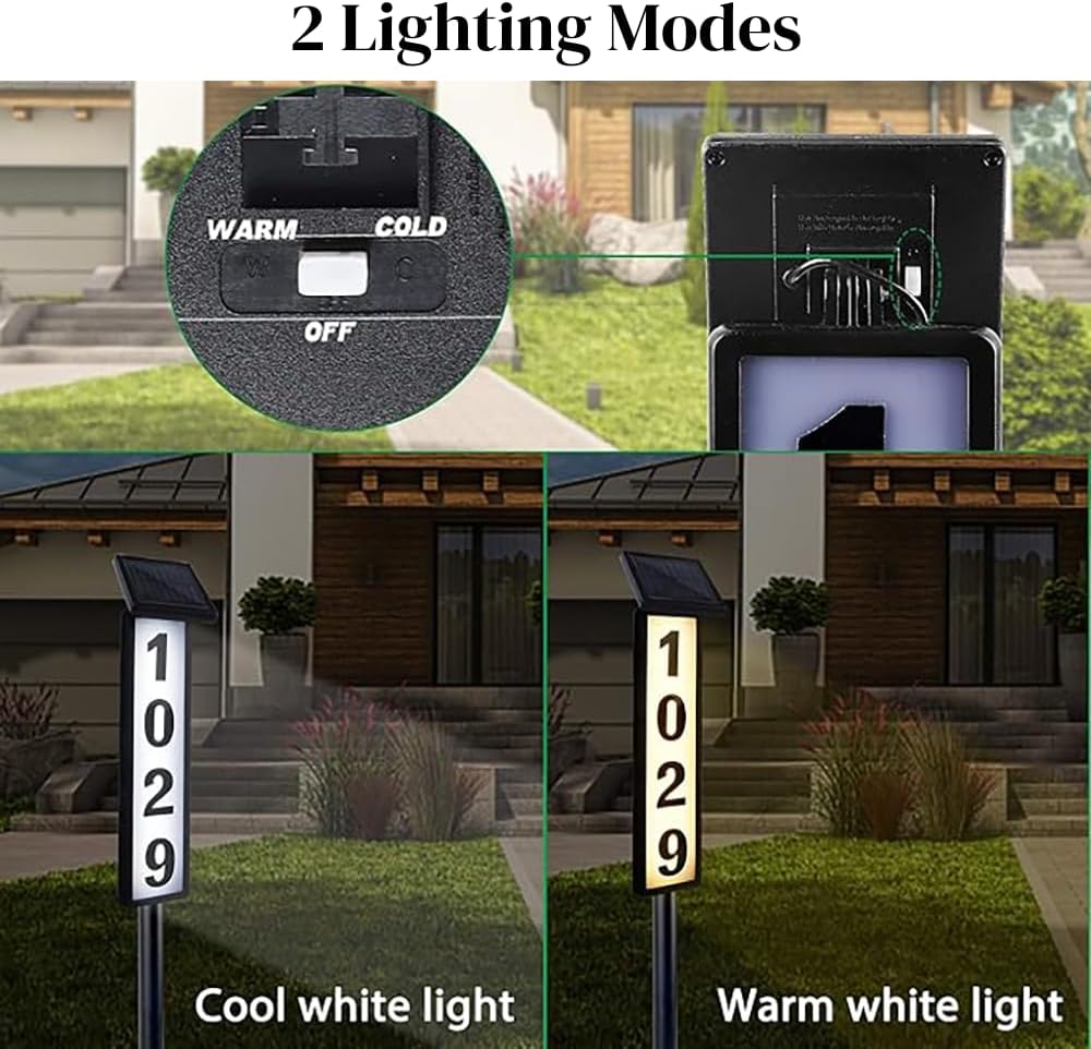 Solar Lighted House Address Sign – LED Illuminated Outdoor Plaque with Ground Stake for Yard, Garden & Home