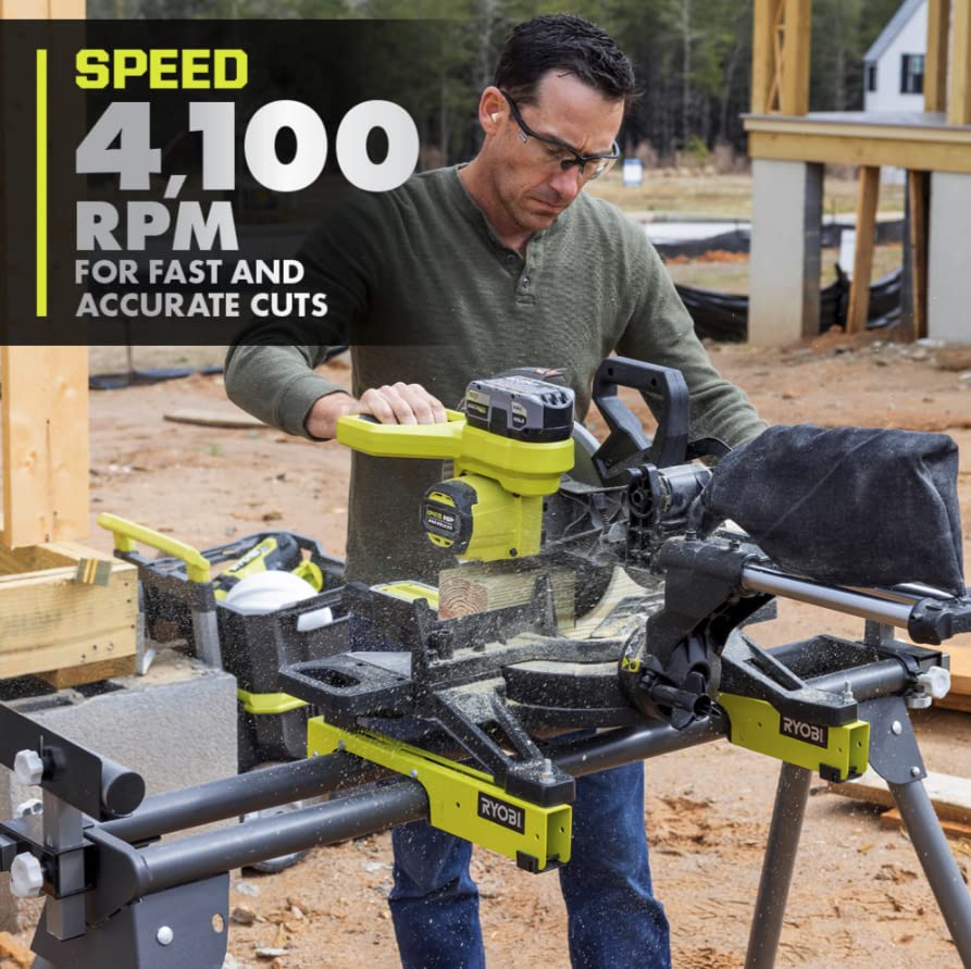 Open Box - RYOBI 18V ONE+ HP Brushless Cordless 10-inch Mitre Saw Kit with 4.0 HP Battery and Charger