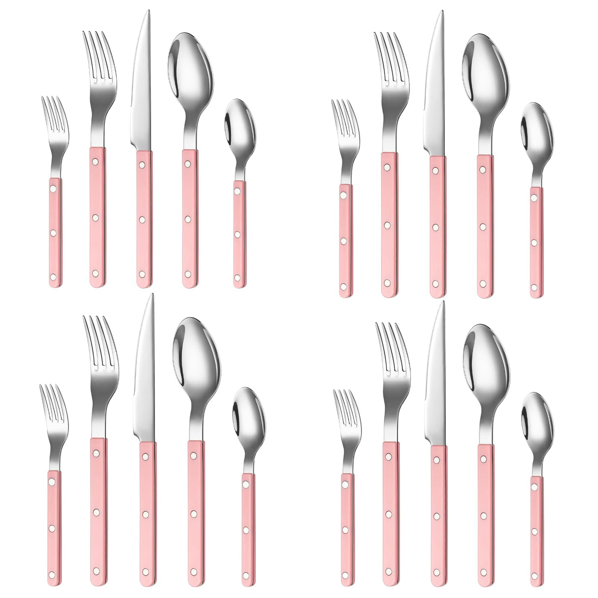 Khen Pink Cutlery Set of 20 –18/8 Stainless Steel Flatware