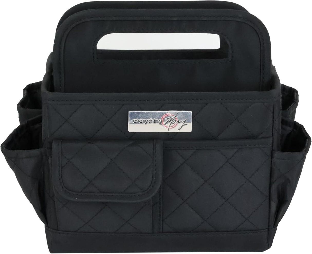Everything Mary Collapsible Desktop Craft Caddy, Black Quilted – Polyester Craft & Art Supply Organizer with 12 Storage Compartments