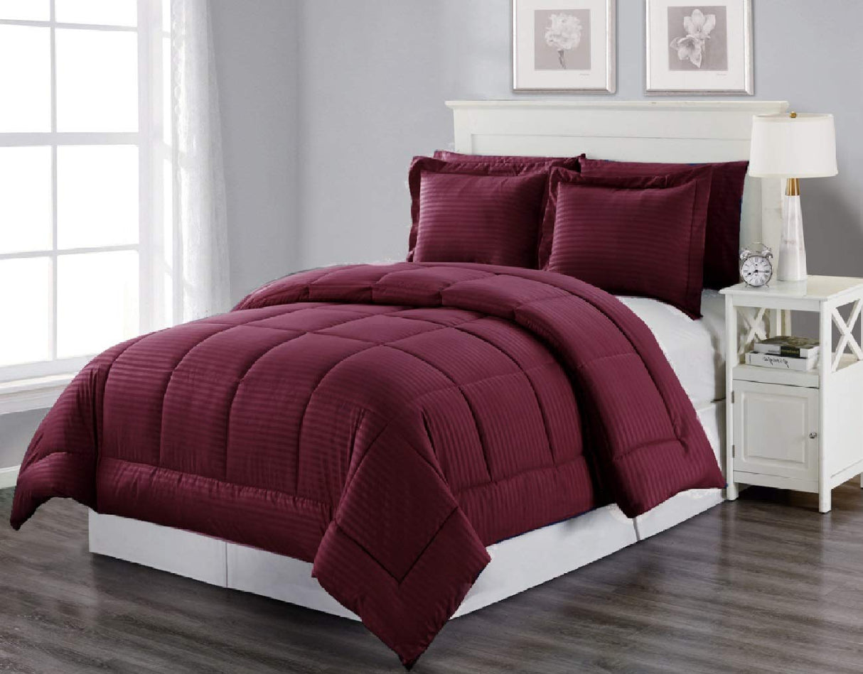 Decor&More Home Essentials 3 Piece Embossed Stripe Down Alternative Comforter Set