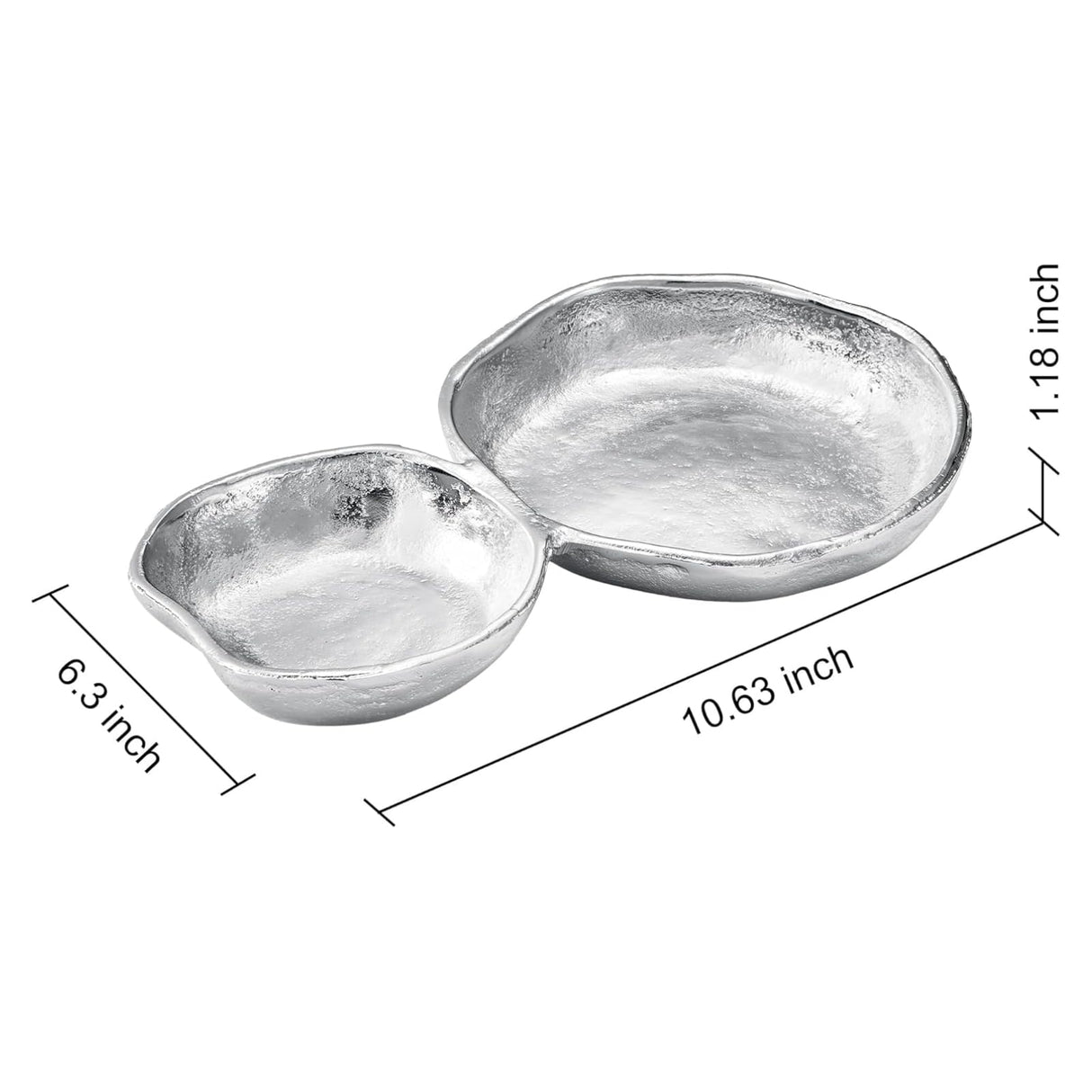 2 Cluster Decorative Bowls Bright Silver Snack Tray Bowl Chip