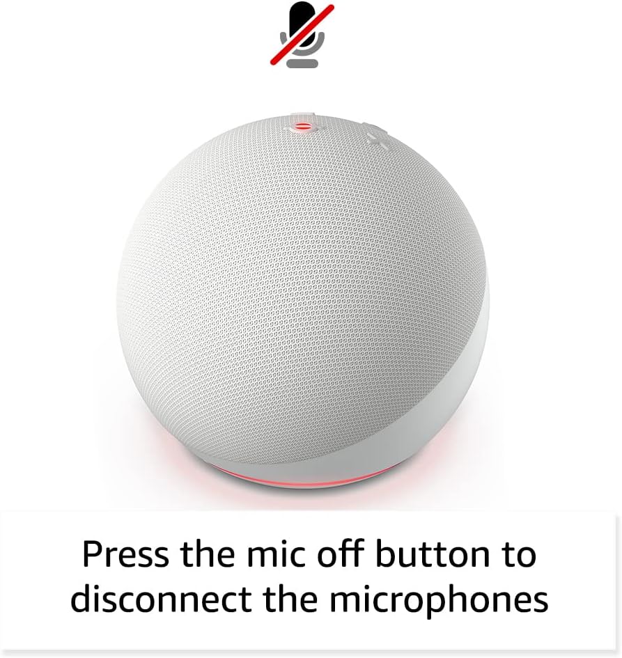 Amazon Echo Dot, an Alexa device (newest model), Vibrant sounding smart speaker, Great for bedrooms, dining rooms and offices, Glacier White