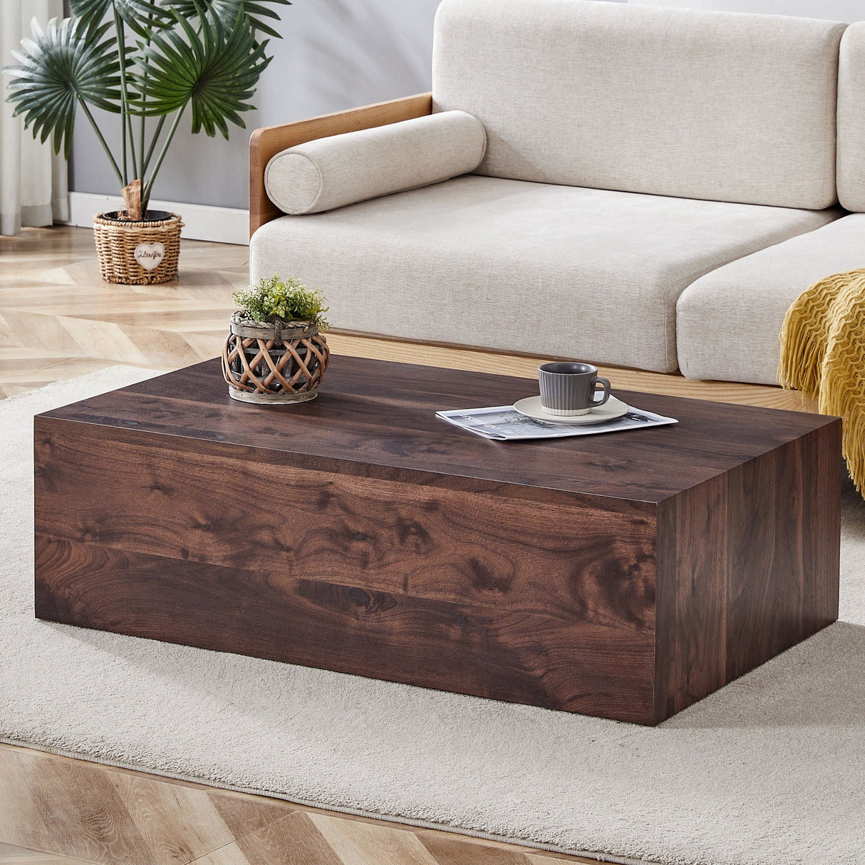 Modern Coffee Table With Light Wood Texture Pattern