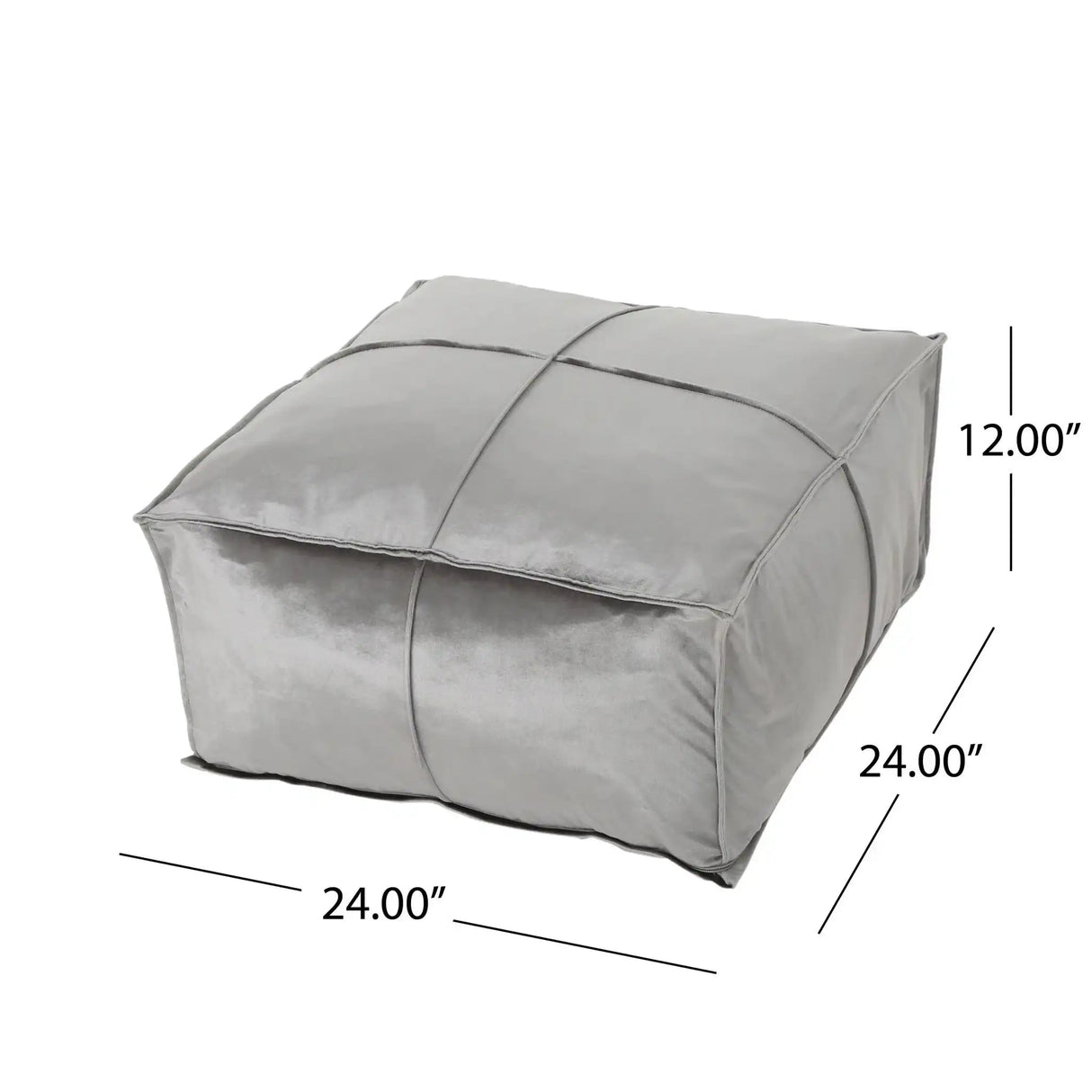 Nati Square Pouf Ottoman And Floor Cushion - Smoke
