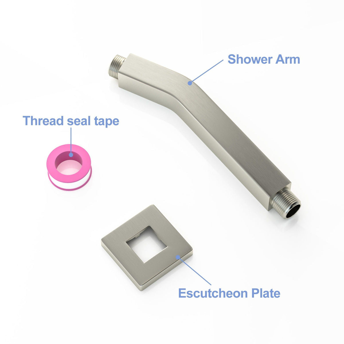 Elegant 6" Shower Arm With Flange, Stainless Steel Construction For Rain Shower Heads