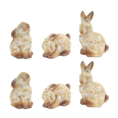 Weathered-Terra-Cotta-Rabbit-Garden-Statue-(Set-of-6)-Sculptures-&-Statues