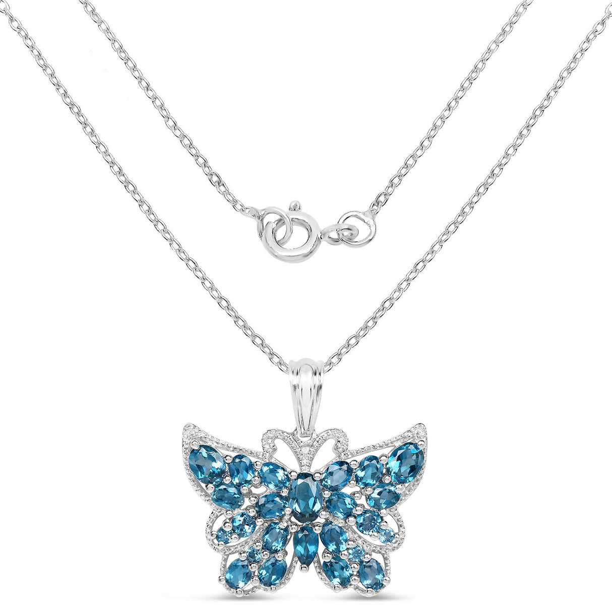 4.81 Carat Genuine London Blue Topaz .925 Sterling Silver Pendant