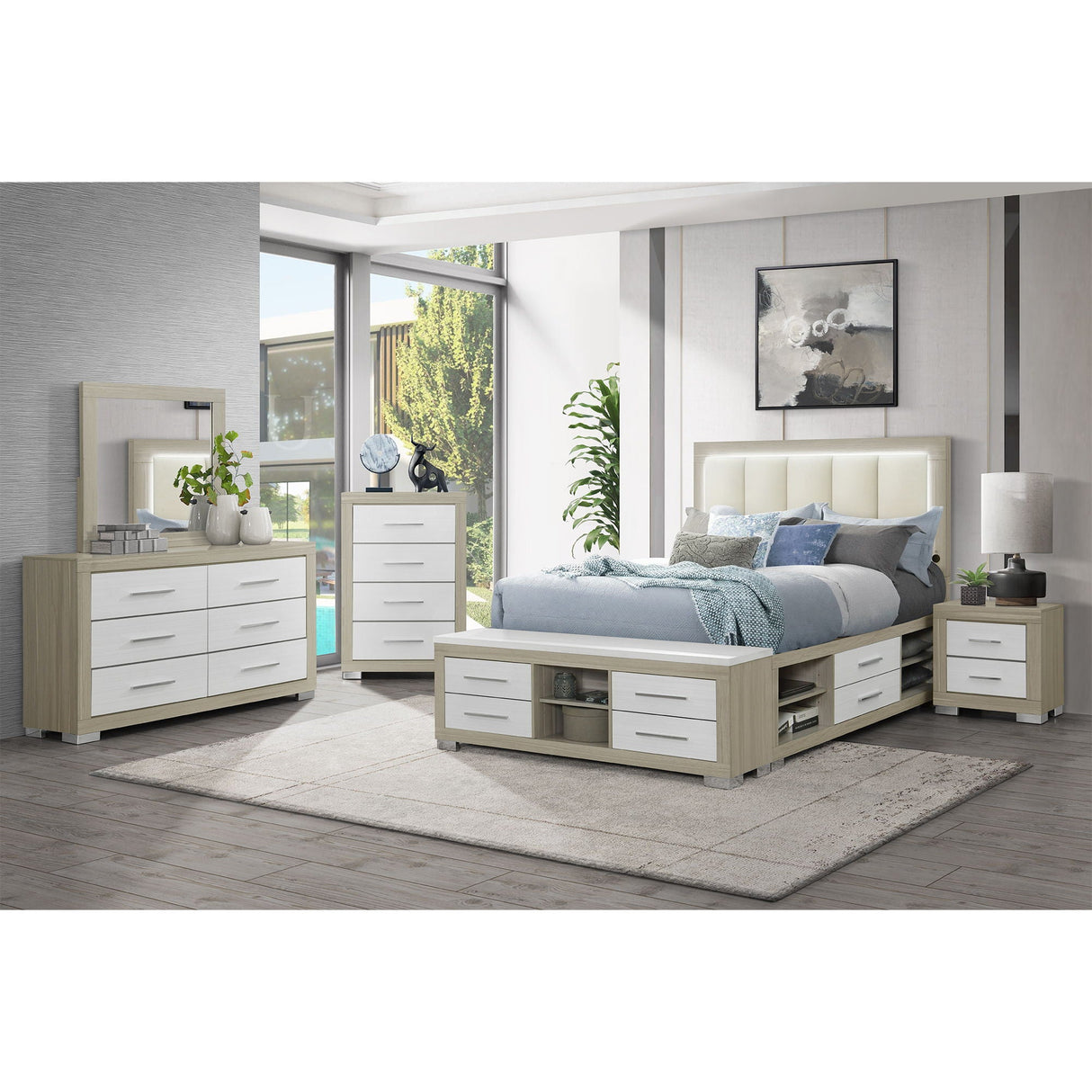 Elsa - 2 Toned And Dresser With Bar Handle And Construction