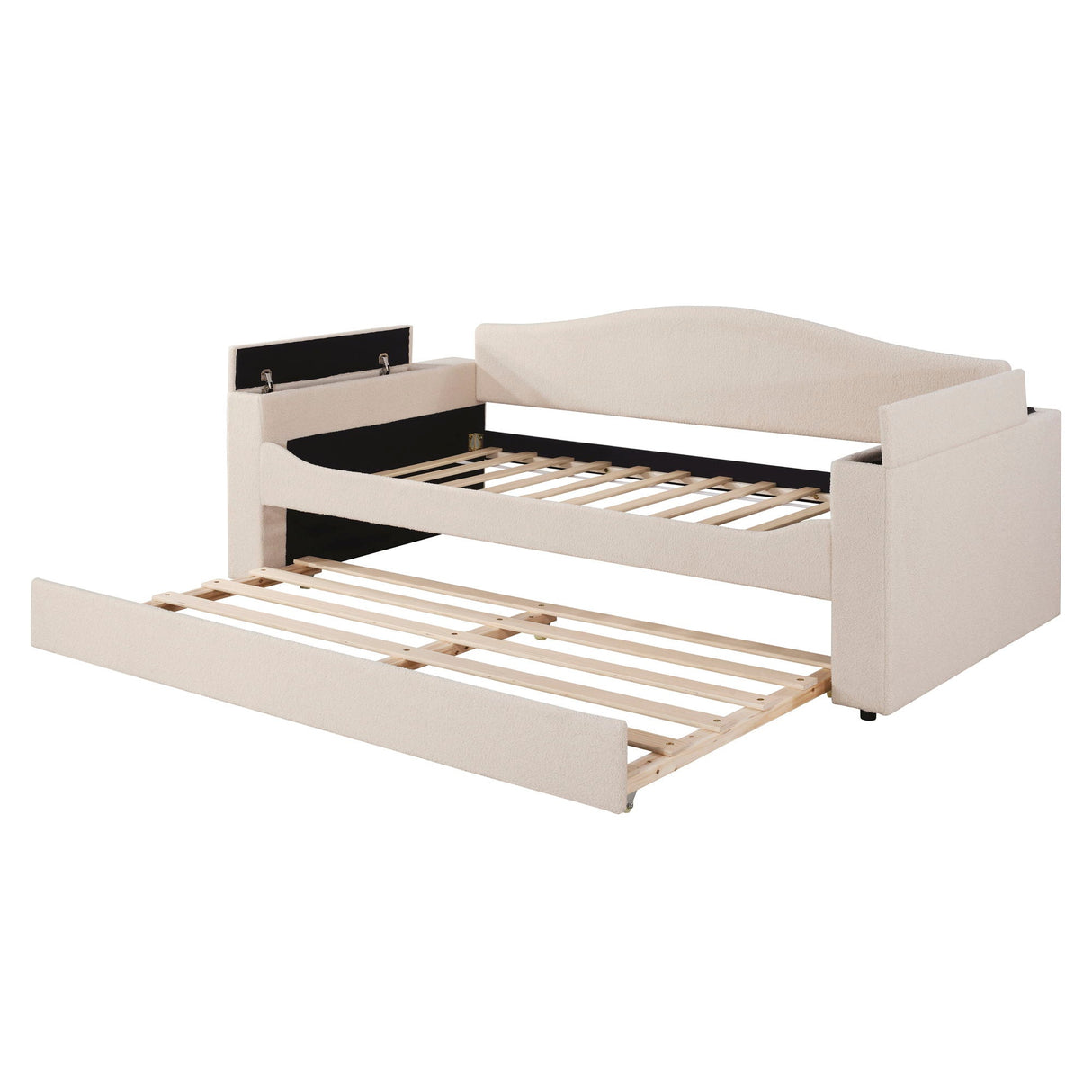 Upholstered Daybed With Storage Armrests, Trundle And Latest Integrated tooth Audio System