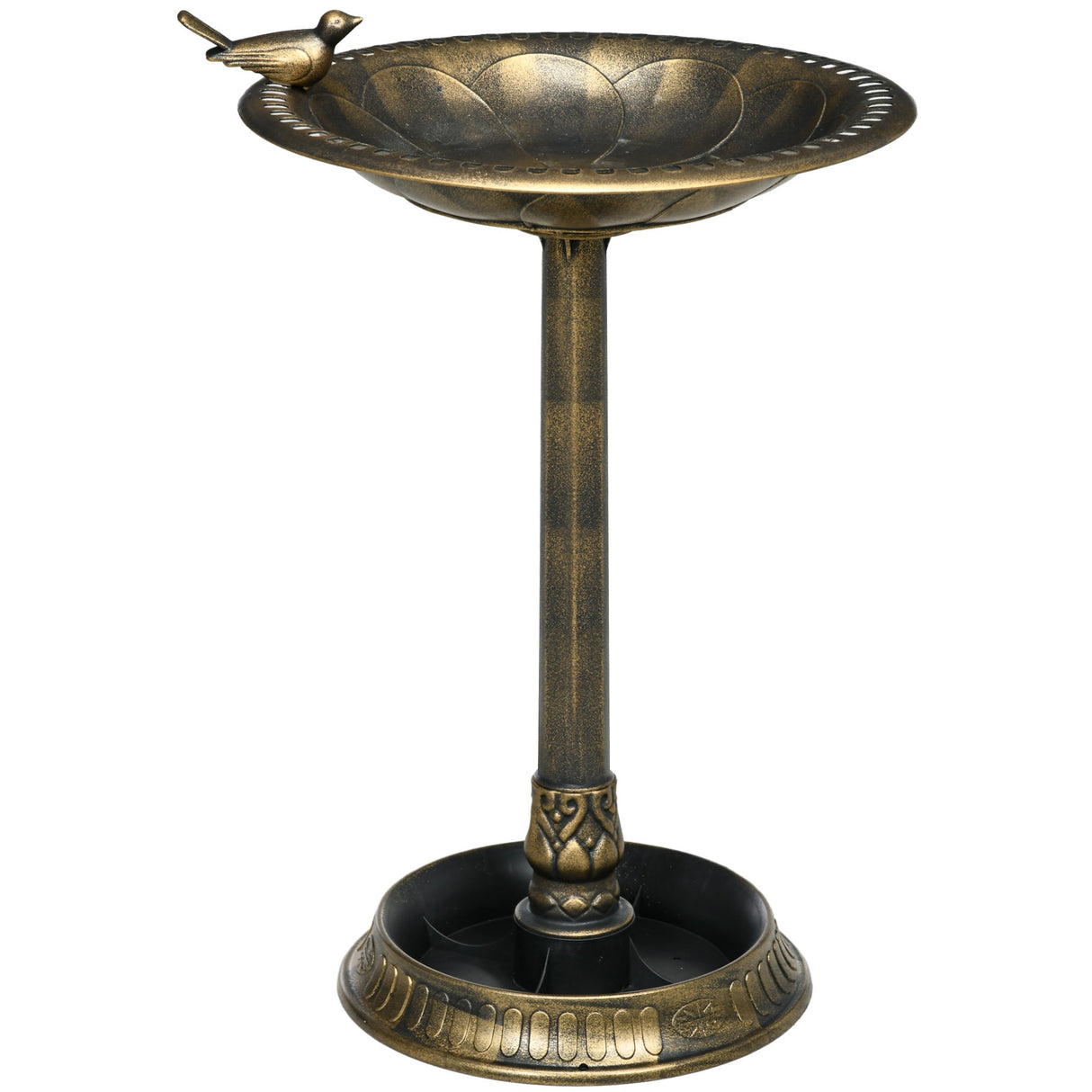 Outsunny 28' Antique Bronze Bird Bath with Pedestal Flower Planter Base