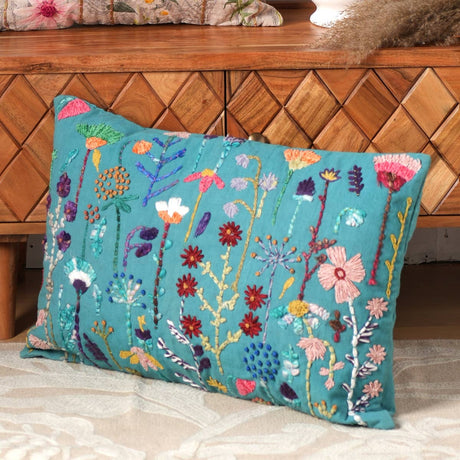 Cotton-Embroidered-Cushion-(Teal-Blue)-With-Filler-16'-X-24'-